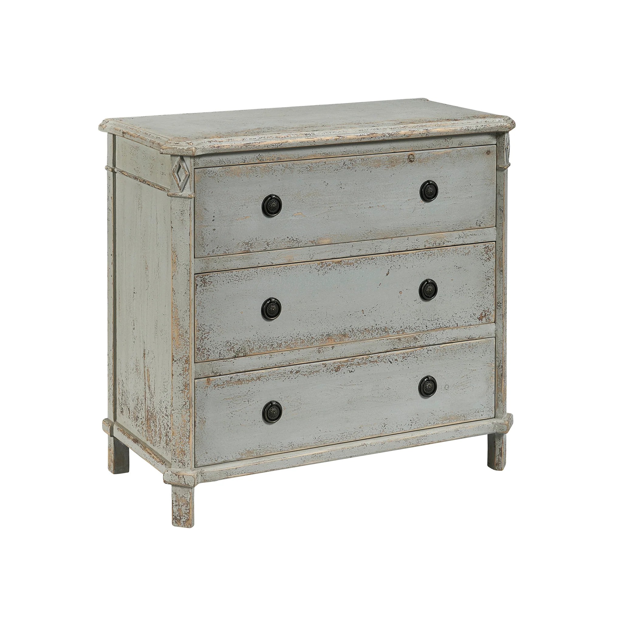 Antique French Gray Linen Chest - Image 2