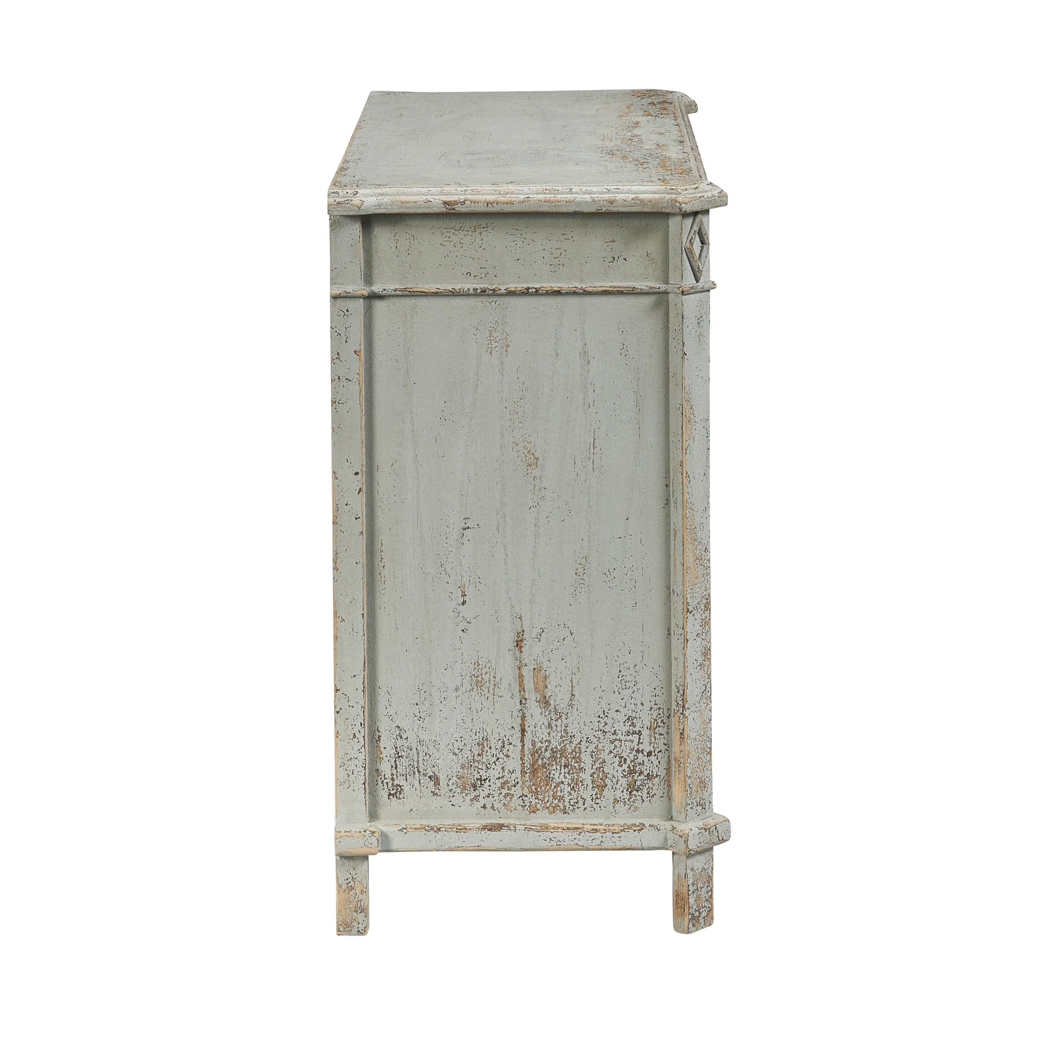 Antique French Gray Linen Chest - Image 4