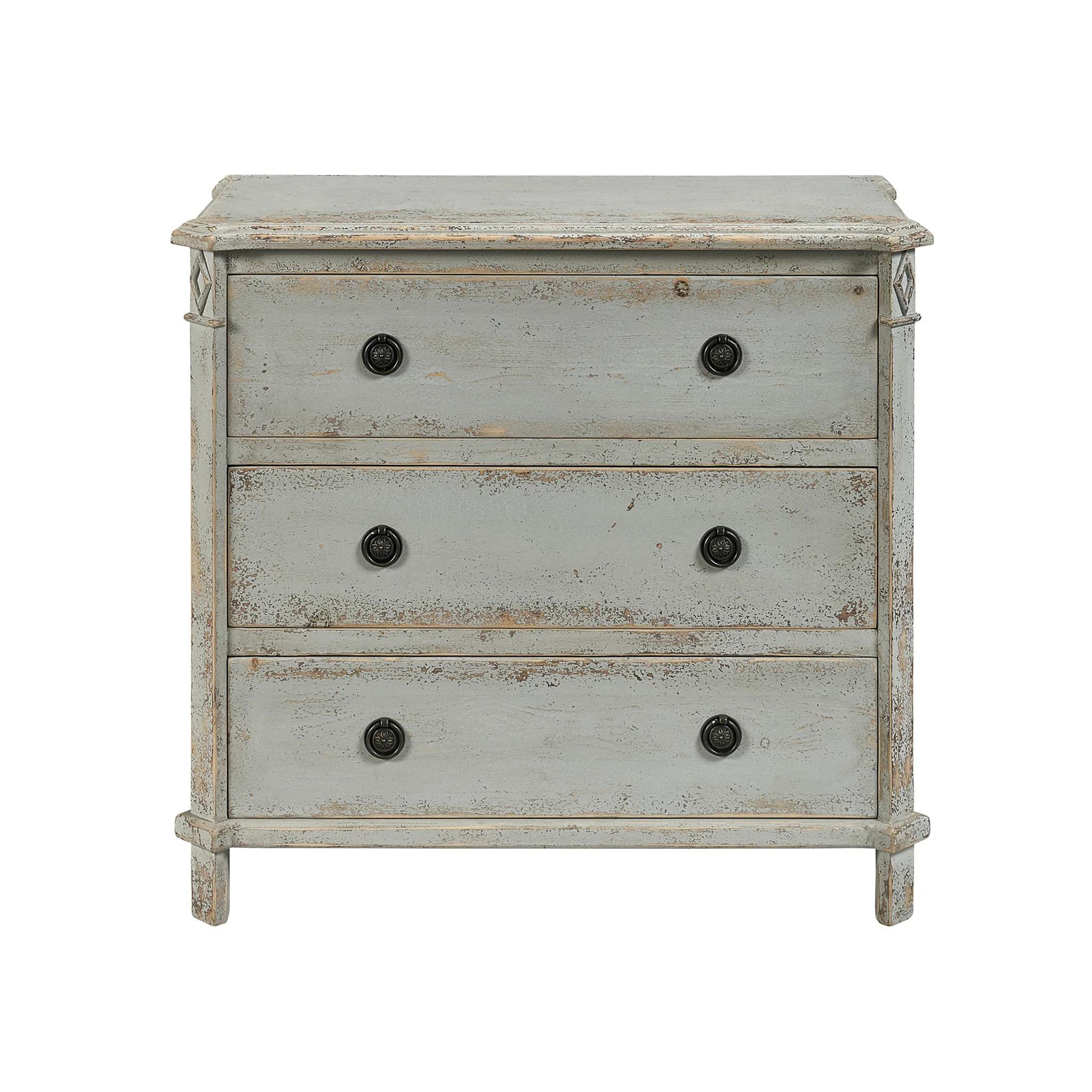 Antique French Gray Linen Chest - Image 7