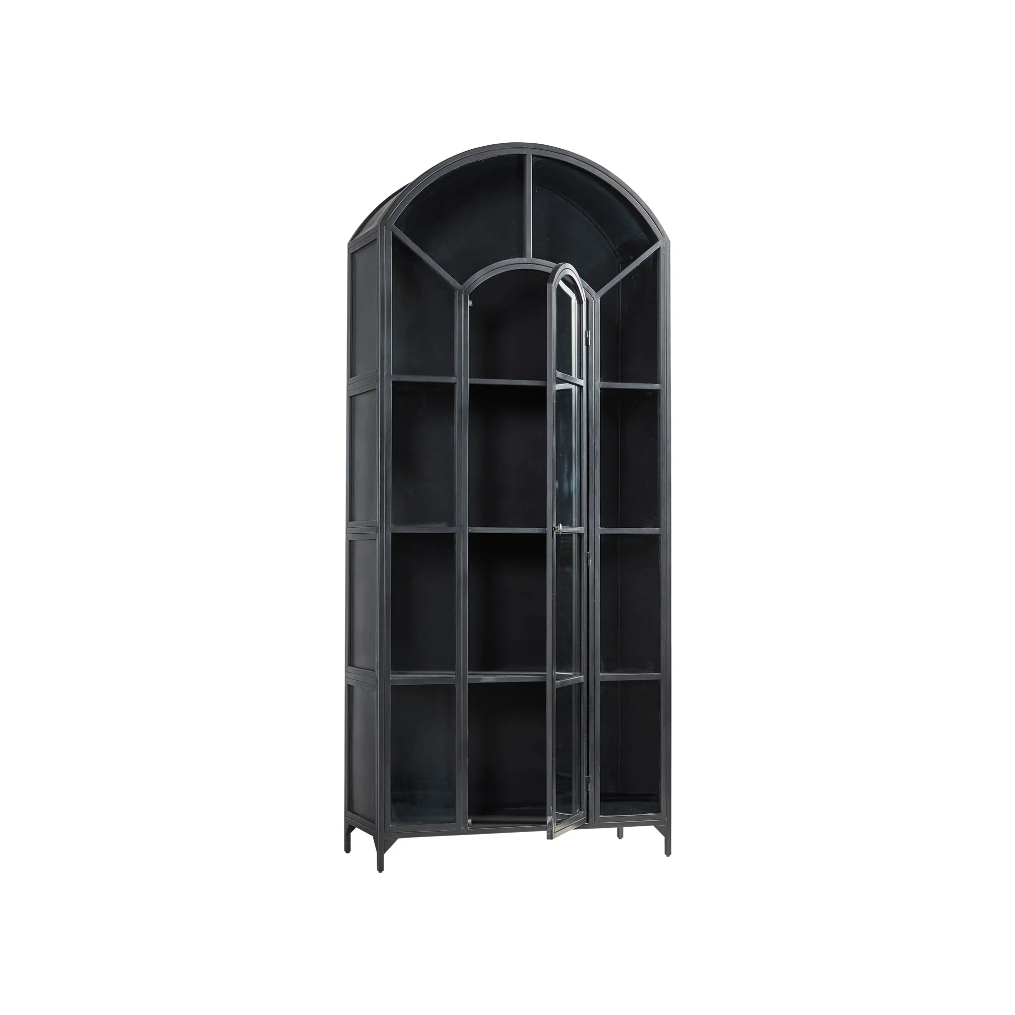 Arched Metal and Glass Cabinet - Image 4