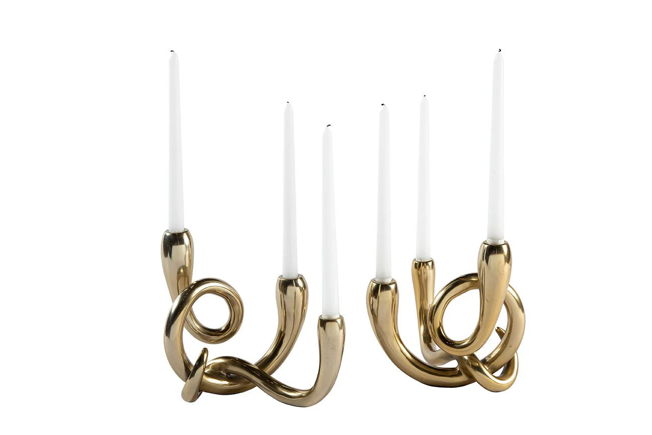 Ardiano Brass Knot Candelabra, Set of 2 - Image 6
