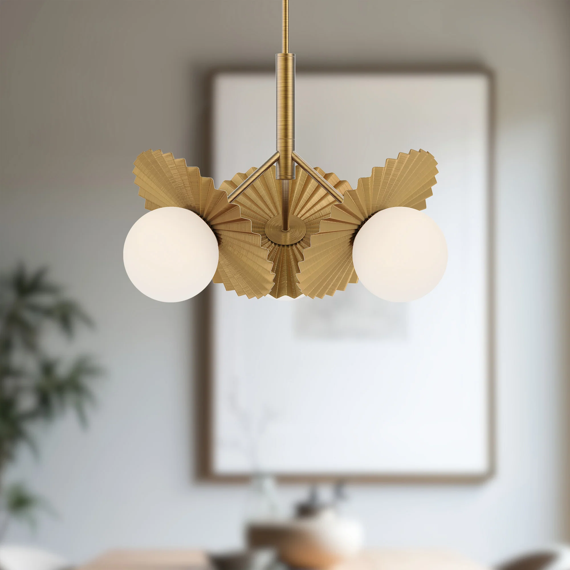 Averon Pleated Metal Chandelier - Image 4