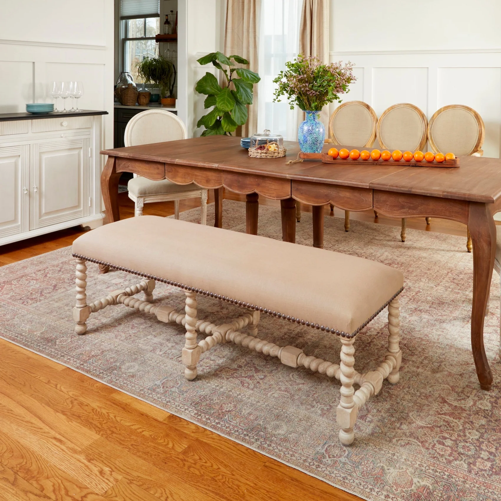 Barley Twist Wooden Bench