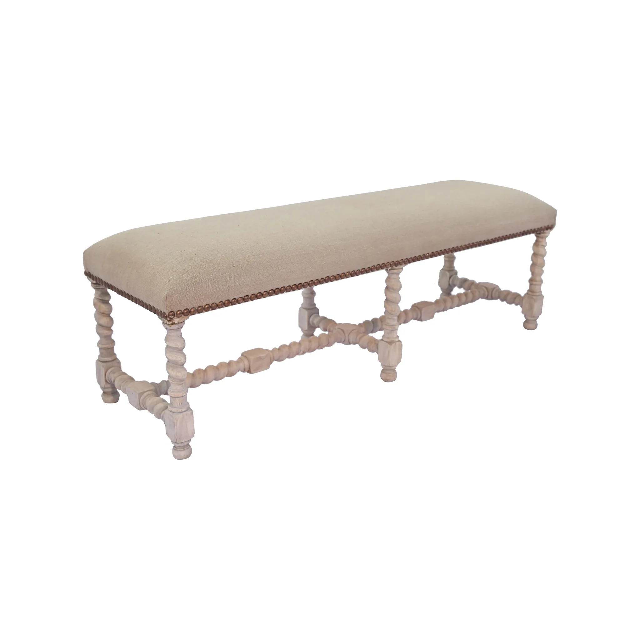 Barley Twist Wooden Bench - Image 2
