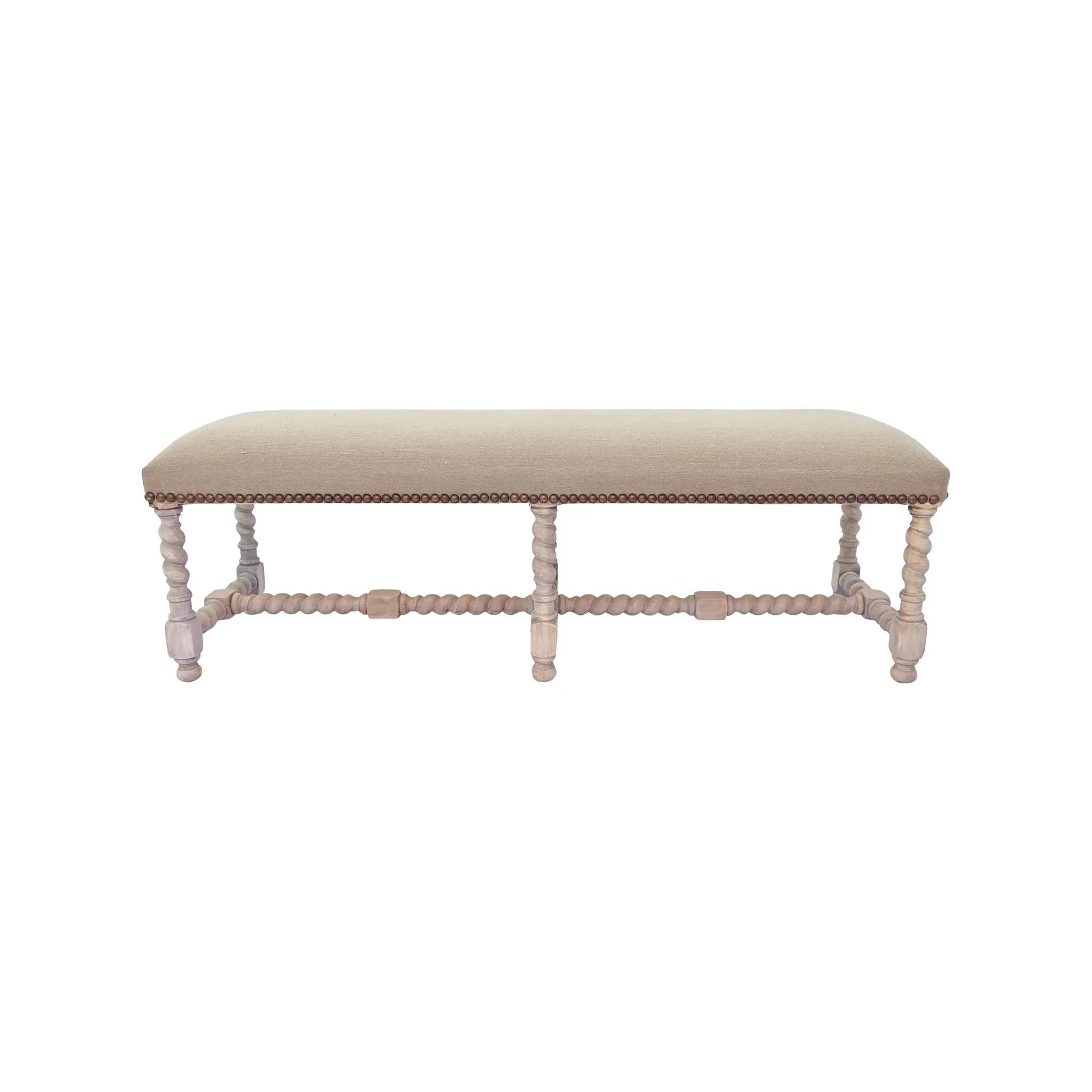 Barley Twist Wooden Bench - Image 3