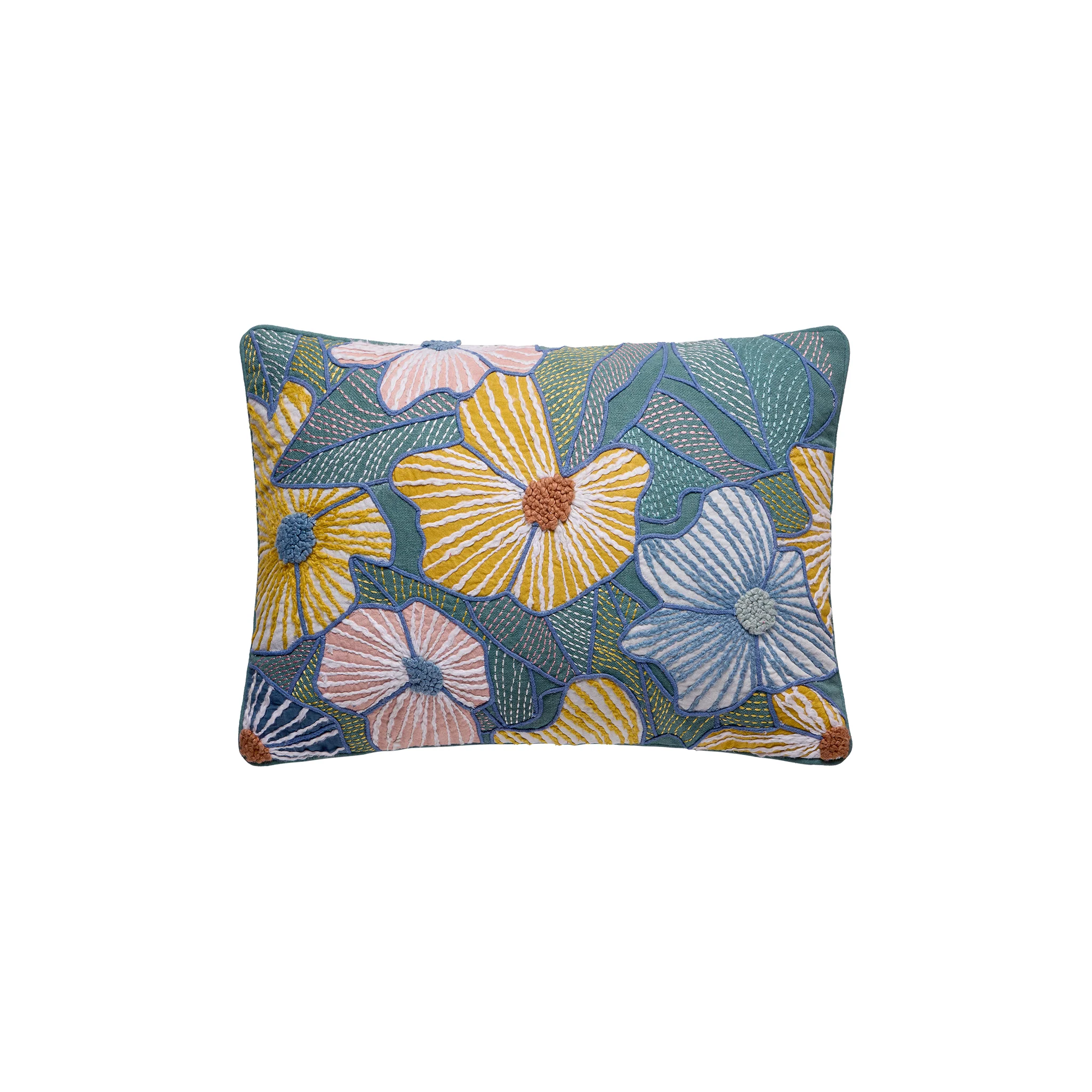 Bleuet Embroidered Floral Pillow