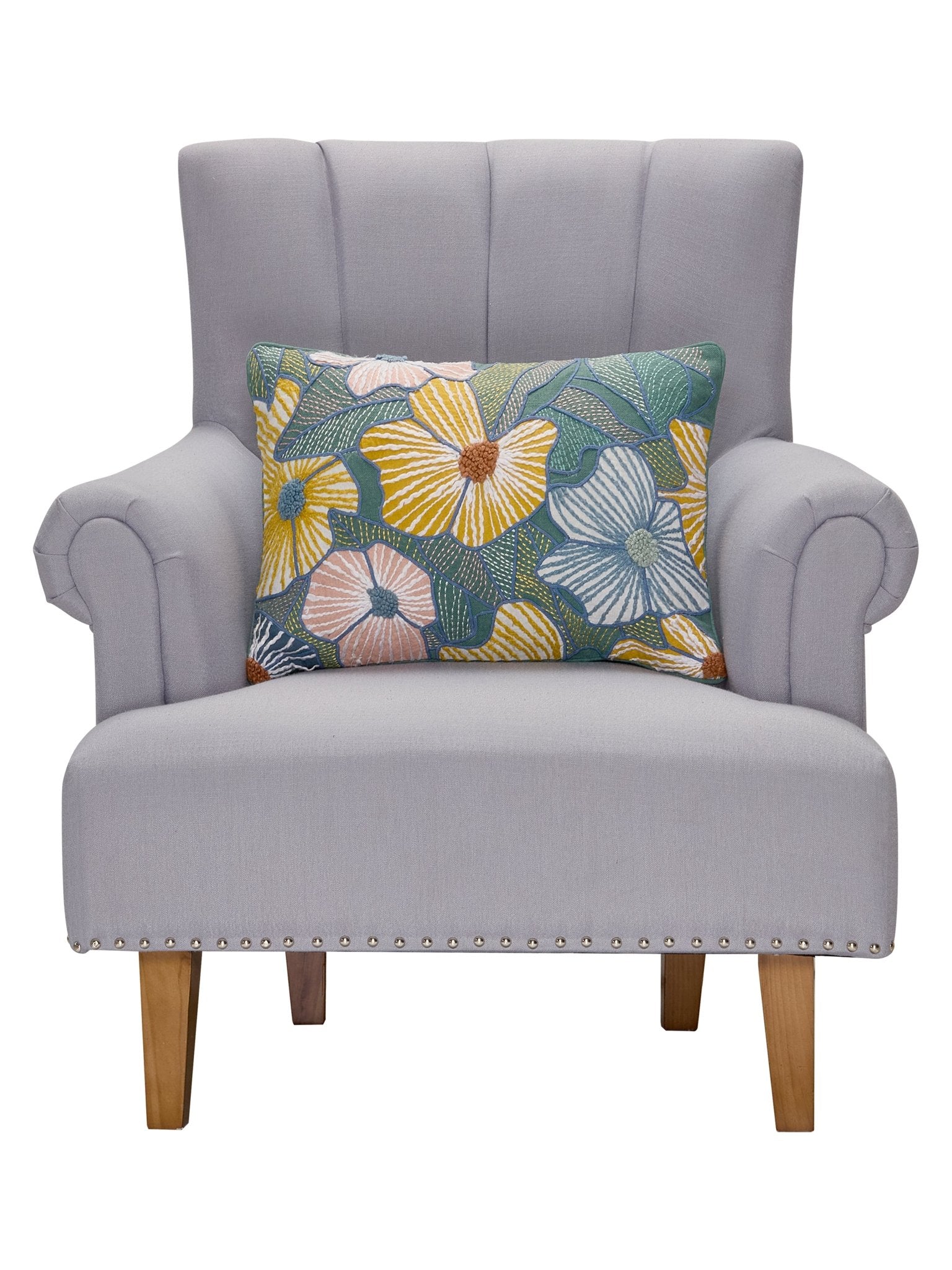 Bleuet Embroidered Floral Pillow - Image 2