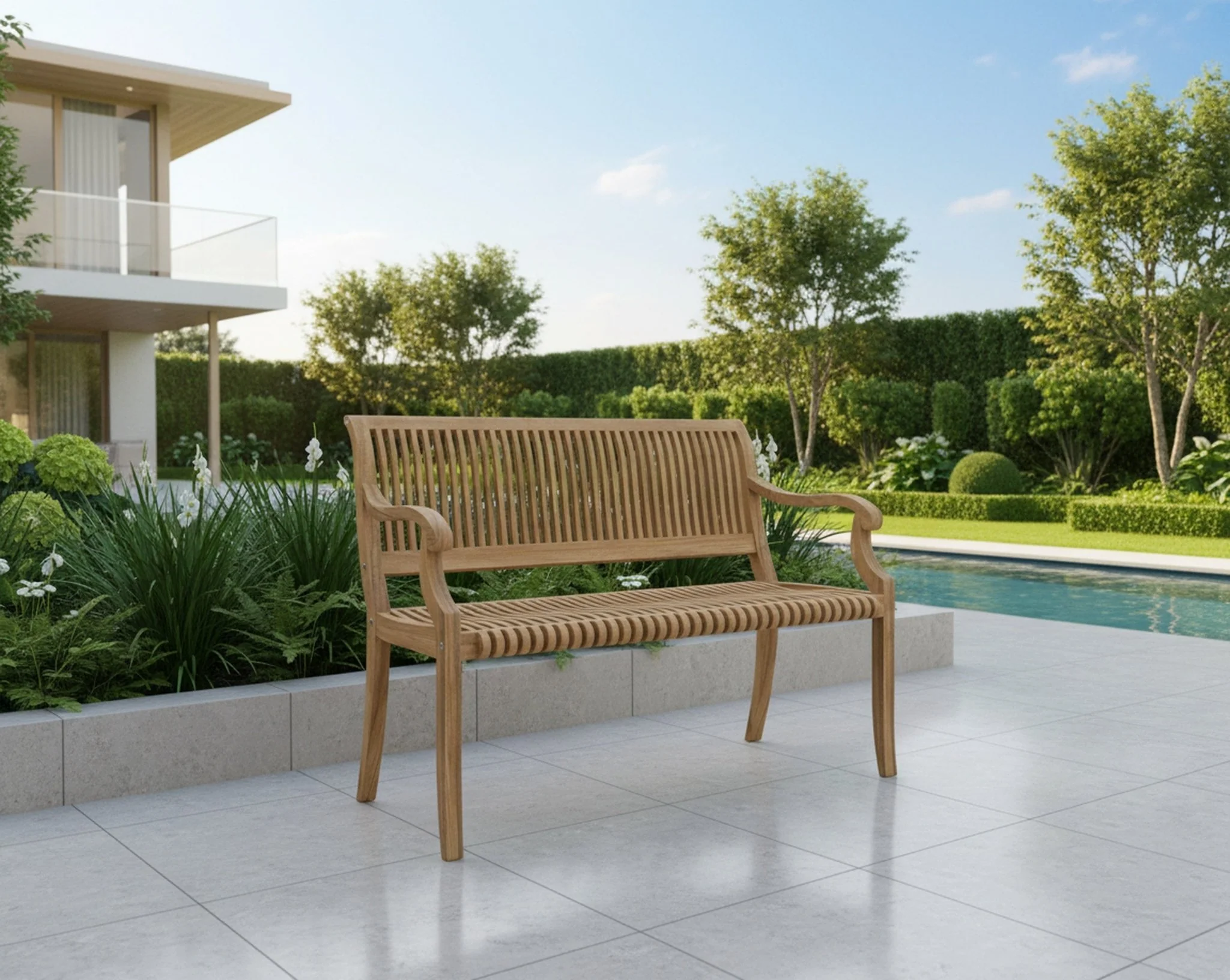 Caldris Teak Garden Bench - Image 2