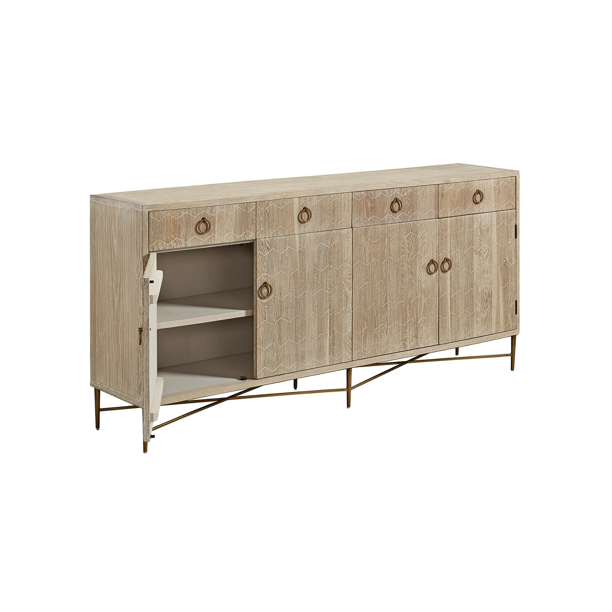 Carved Chevron Oak Sideboard - Image 2