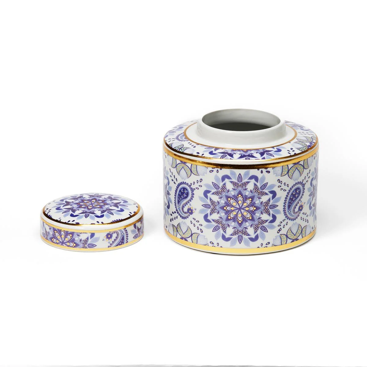 Chinoiserie Gold Edged Porcelain Tea Jar - Image 3