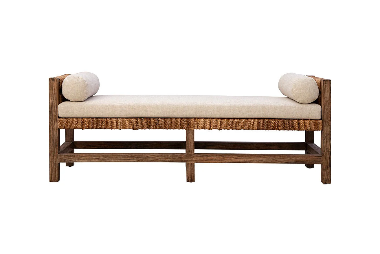 Cotswold Woven Seagrass Bench (Backless) - Image 3