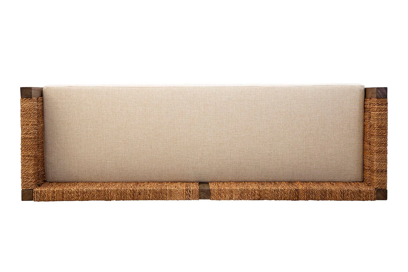 Cotswold Woven Seagrass Bench (with Back) - Image 5