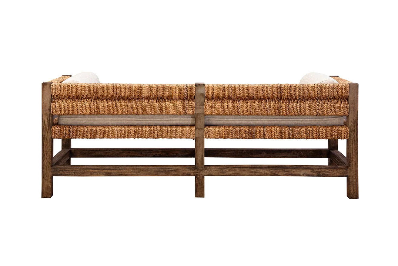 Cotswold Woven Seagrass Bench (with Back) - Image 6