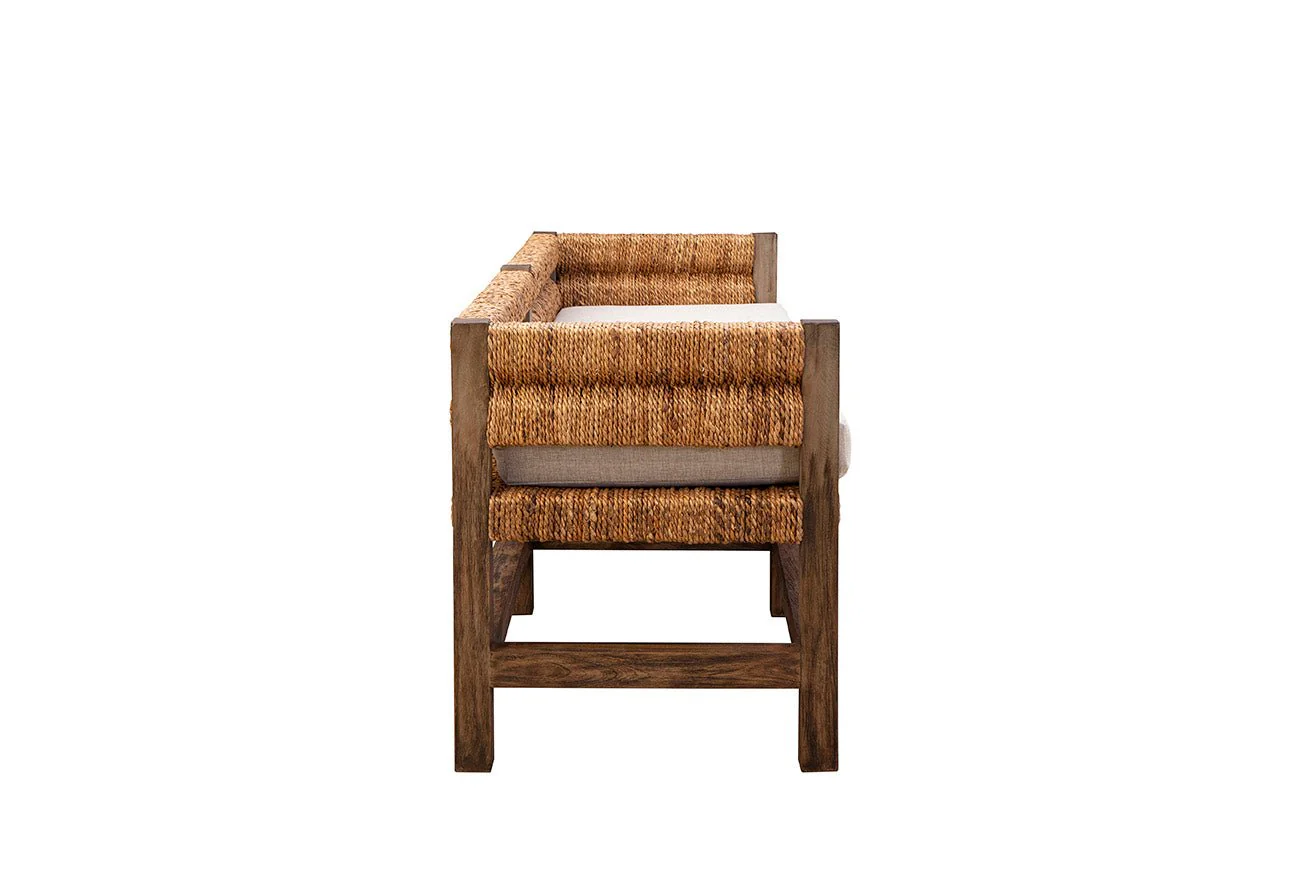 Cotswold Woven Seagrass Bench (with Back) - Image 7