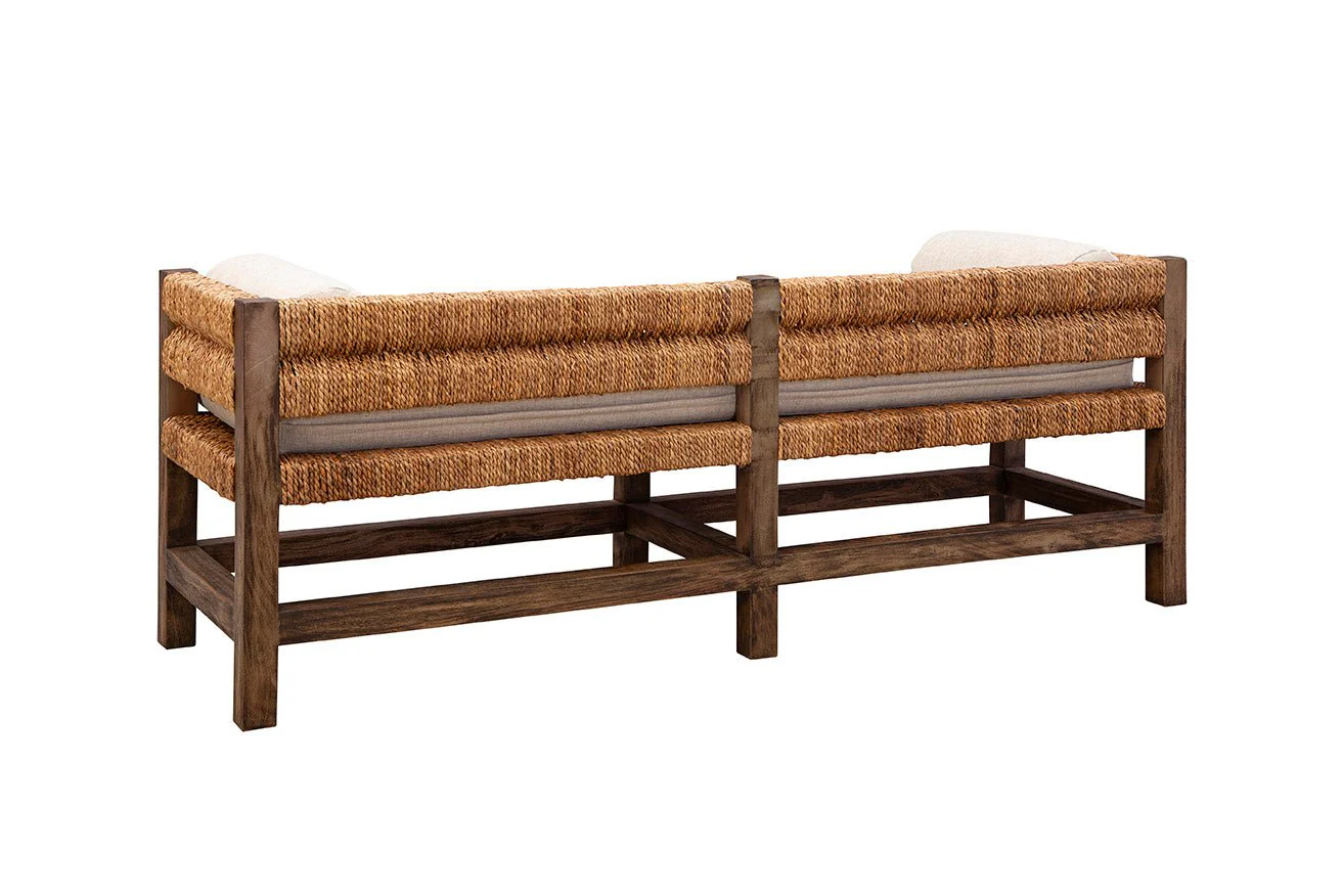Cotswold Woven Seagrass Bench (with Back) - Image 8