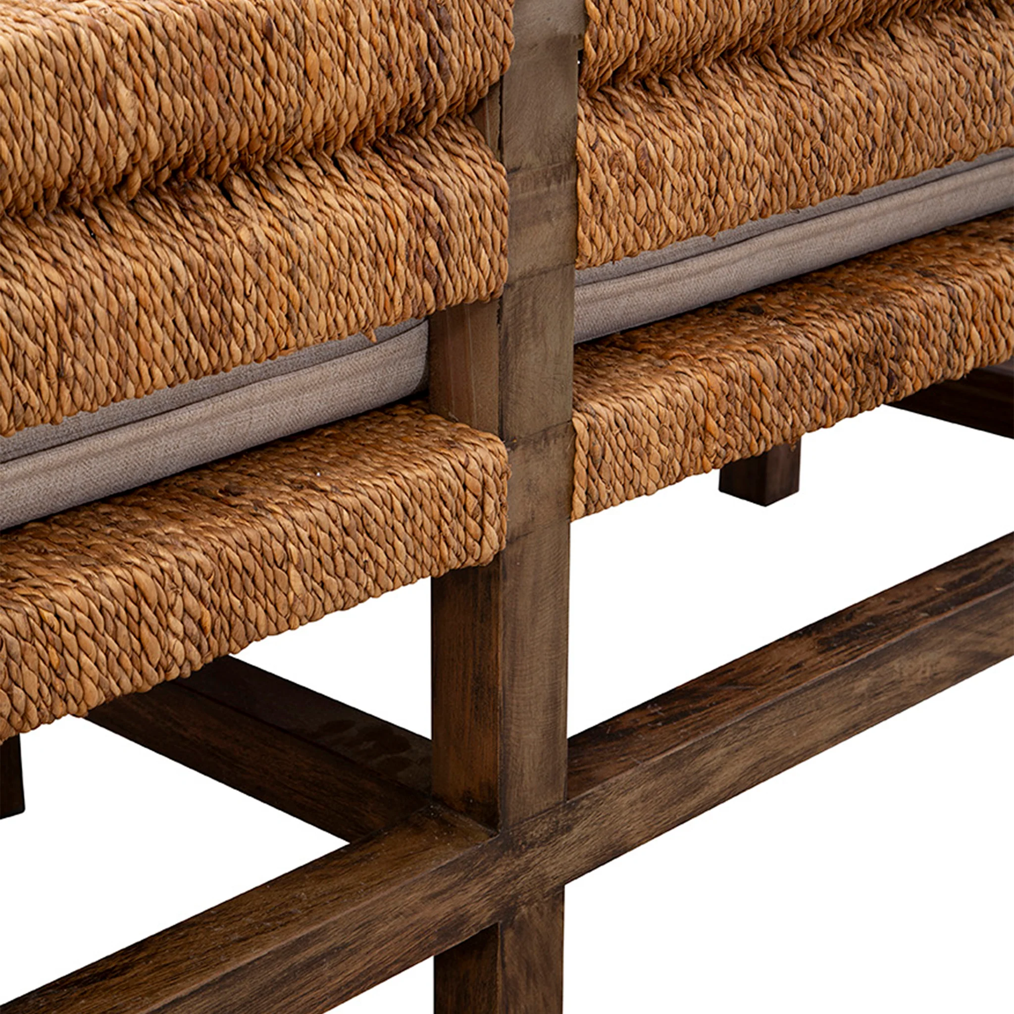 Cotswold Woven Seagrass Bench (with Back) - Image 9