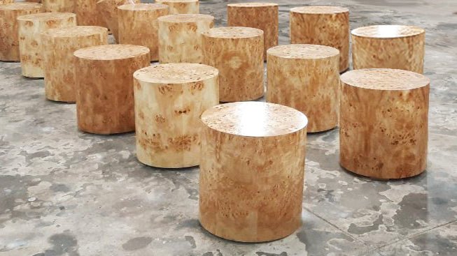 Cylinder Burl Wood Side Table - Image 6