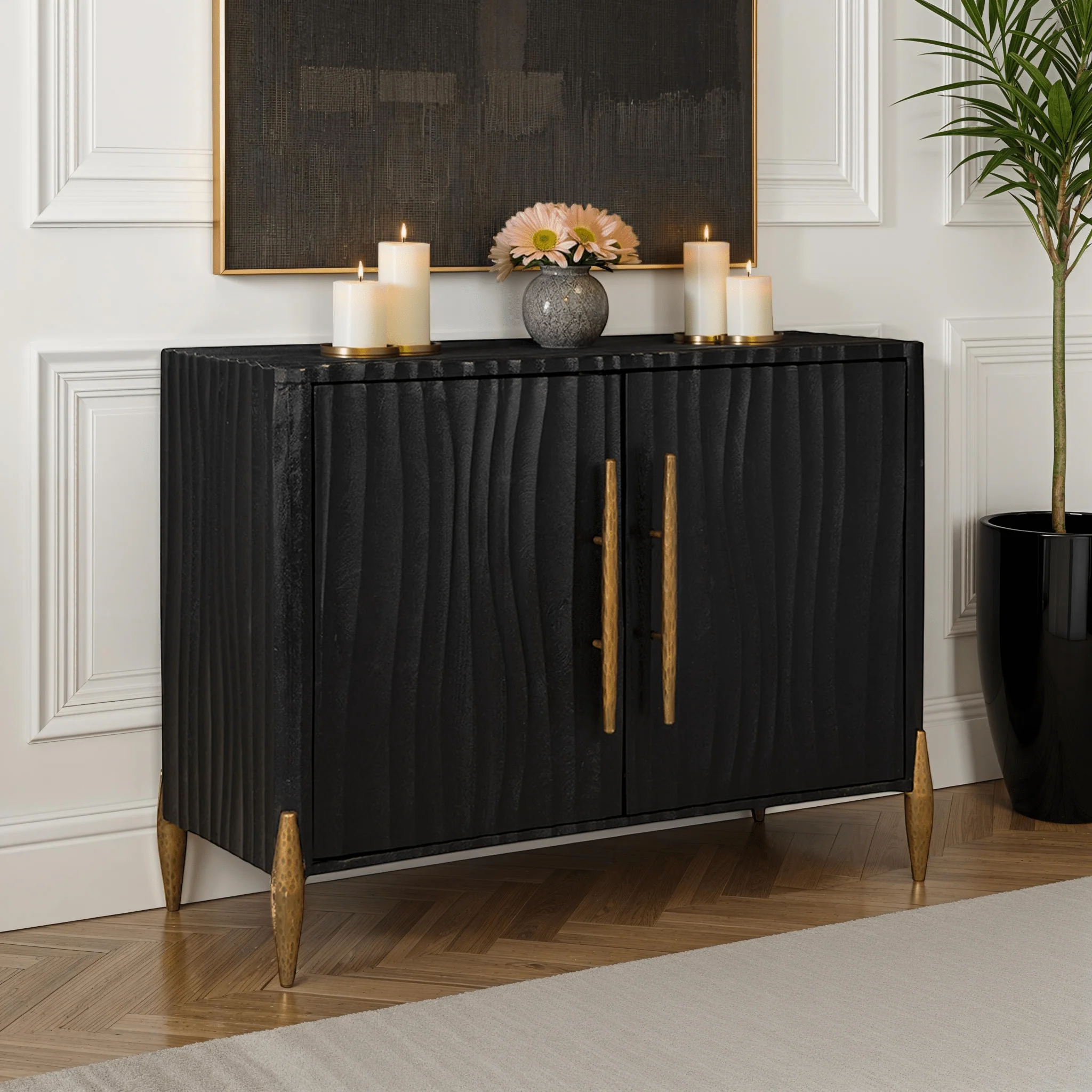 Dakar Carved Wood Sideboard - Image 2