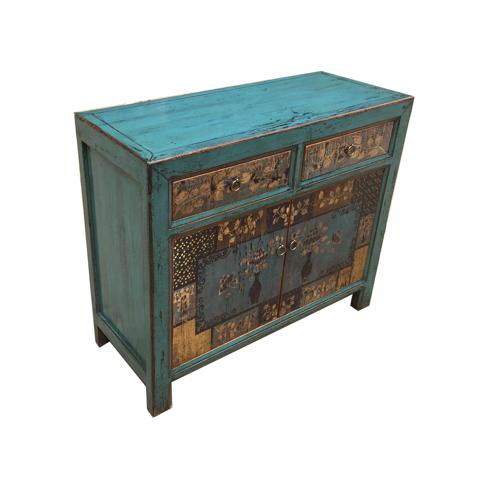 Dunhuang Painted Indigo Cabinet - Image 3