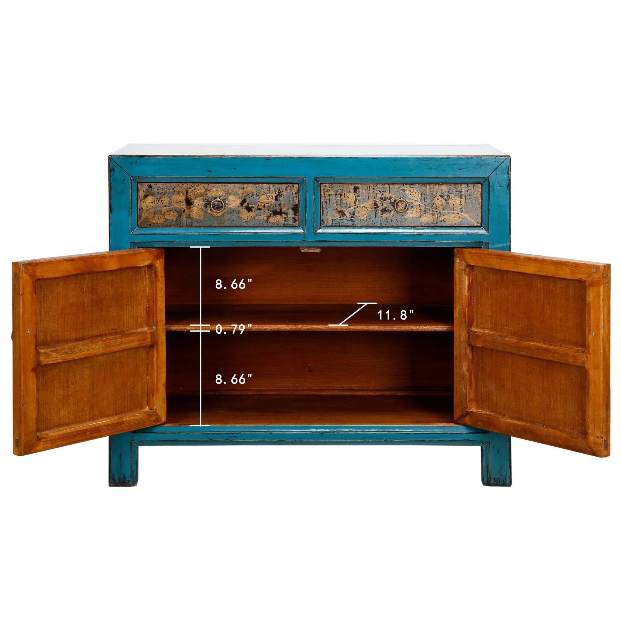 Dunhuang Painted Indigo Cabinet - Image 4