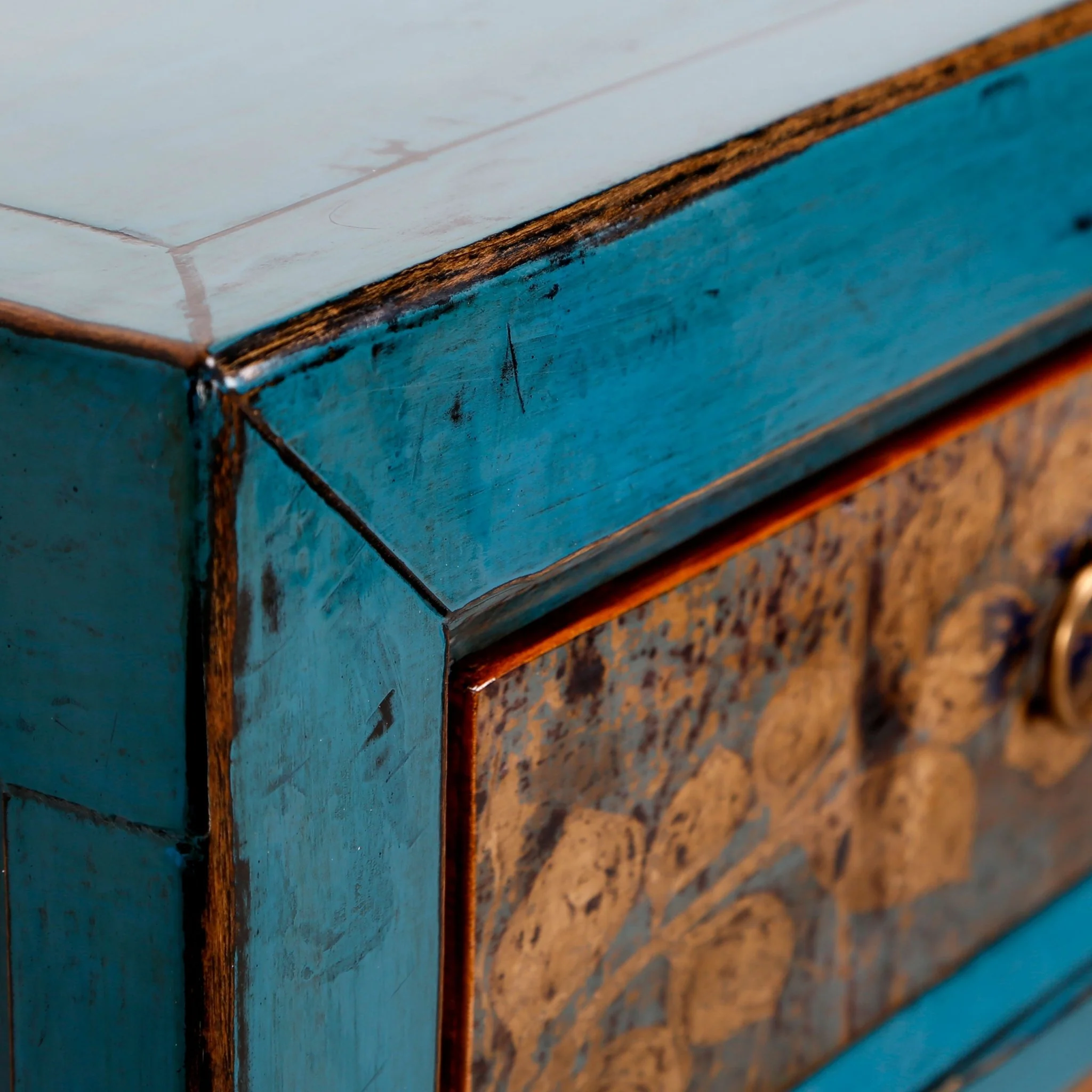 Dunhuang Painted Indigo Cabinet - Image 6