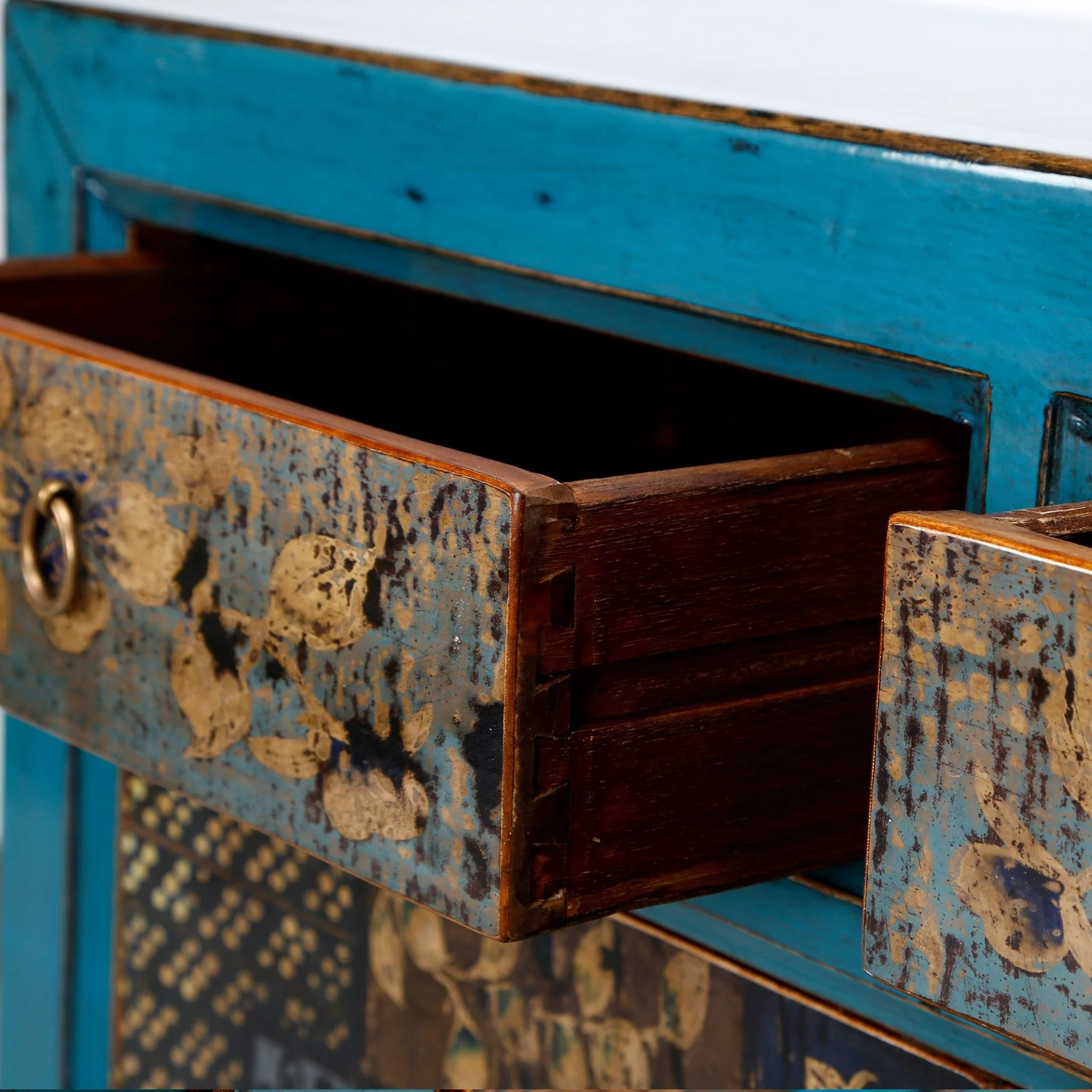 Dunhuang Painted Indigo Cabinet - Image 7