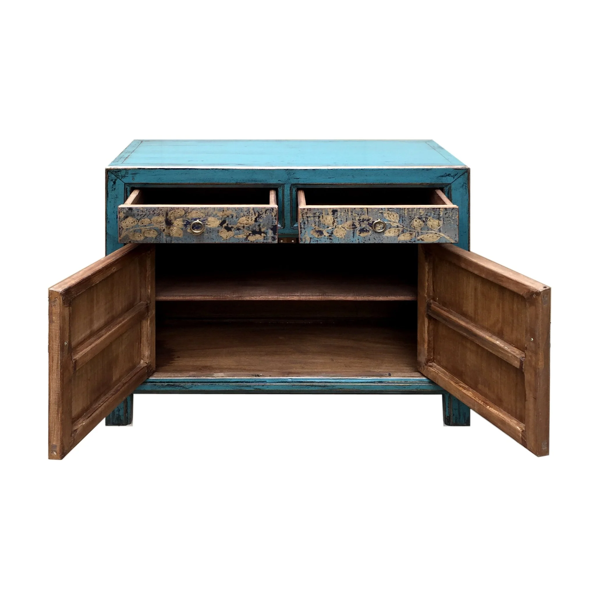 Dunhuang Painted Indigo Cabinet - Image 8