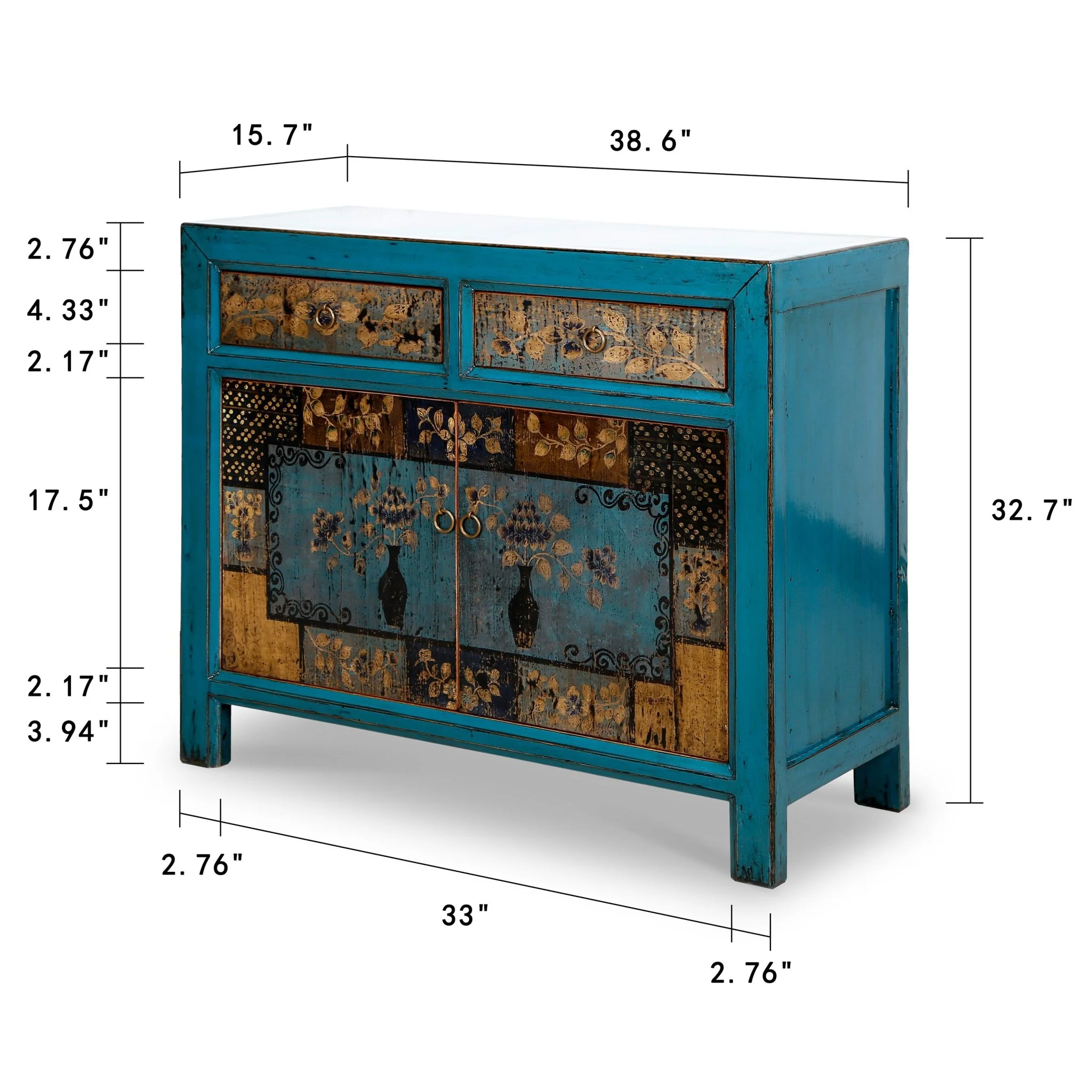 Dunhuang Painted Indigo Cabinet - Image 9