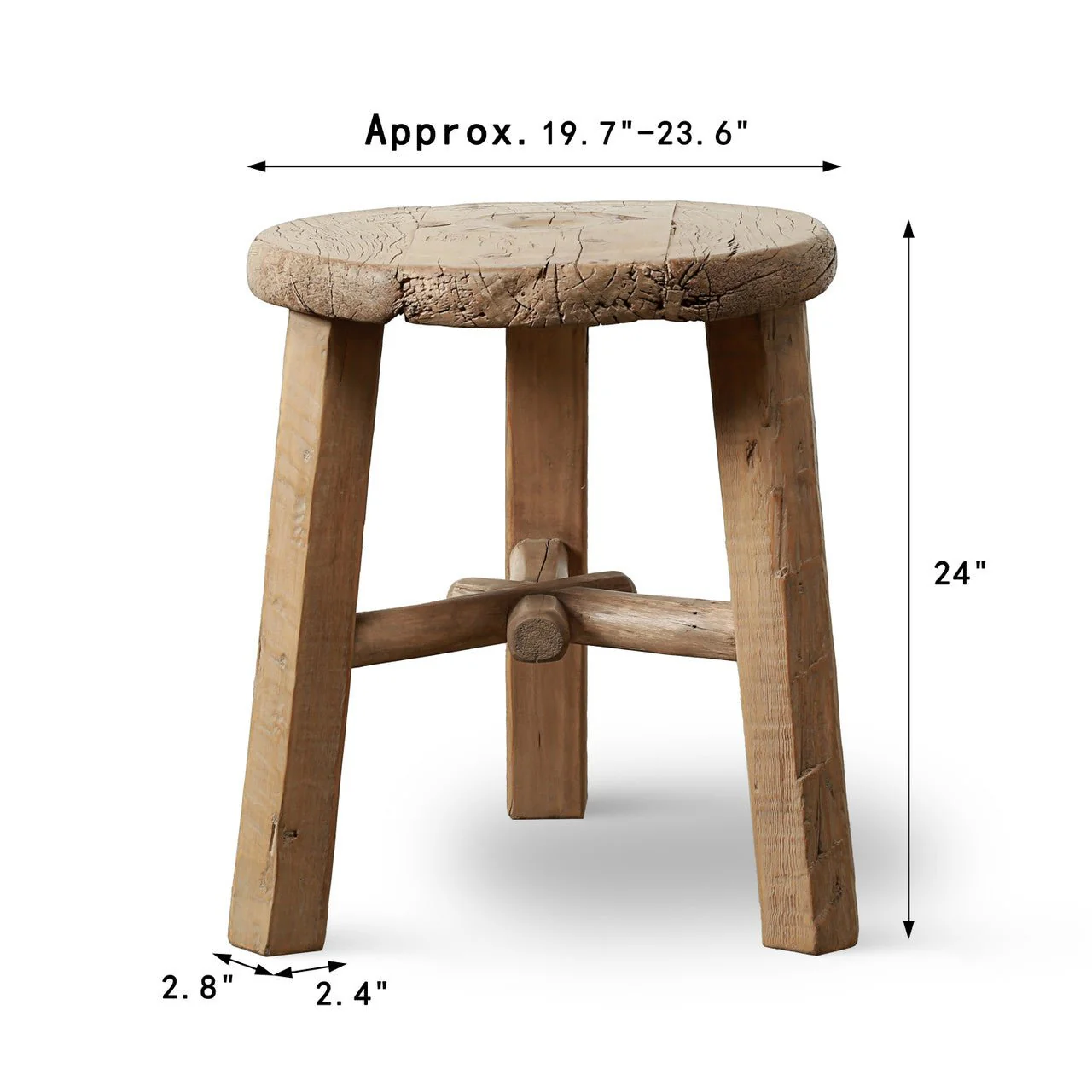 Edrin Rustic Pine Stool - Image 3