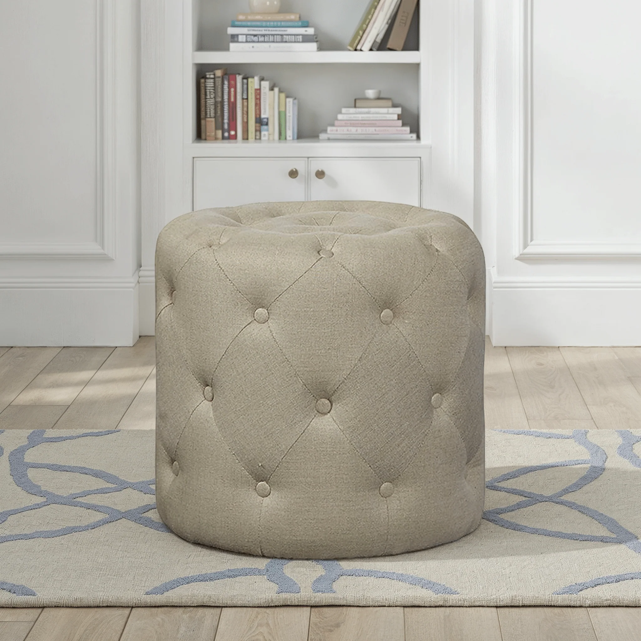 Eloria Tufted Fabric Ottoman - Image 2