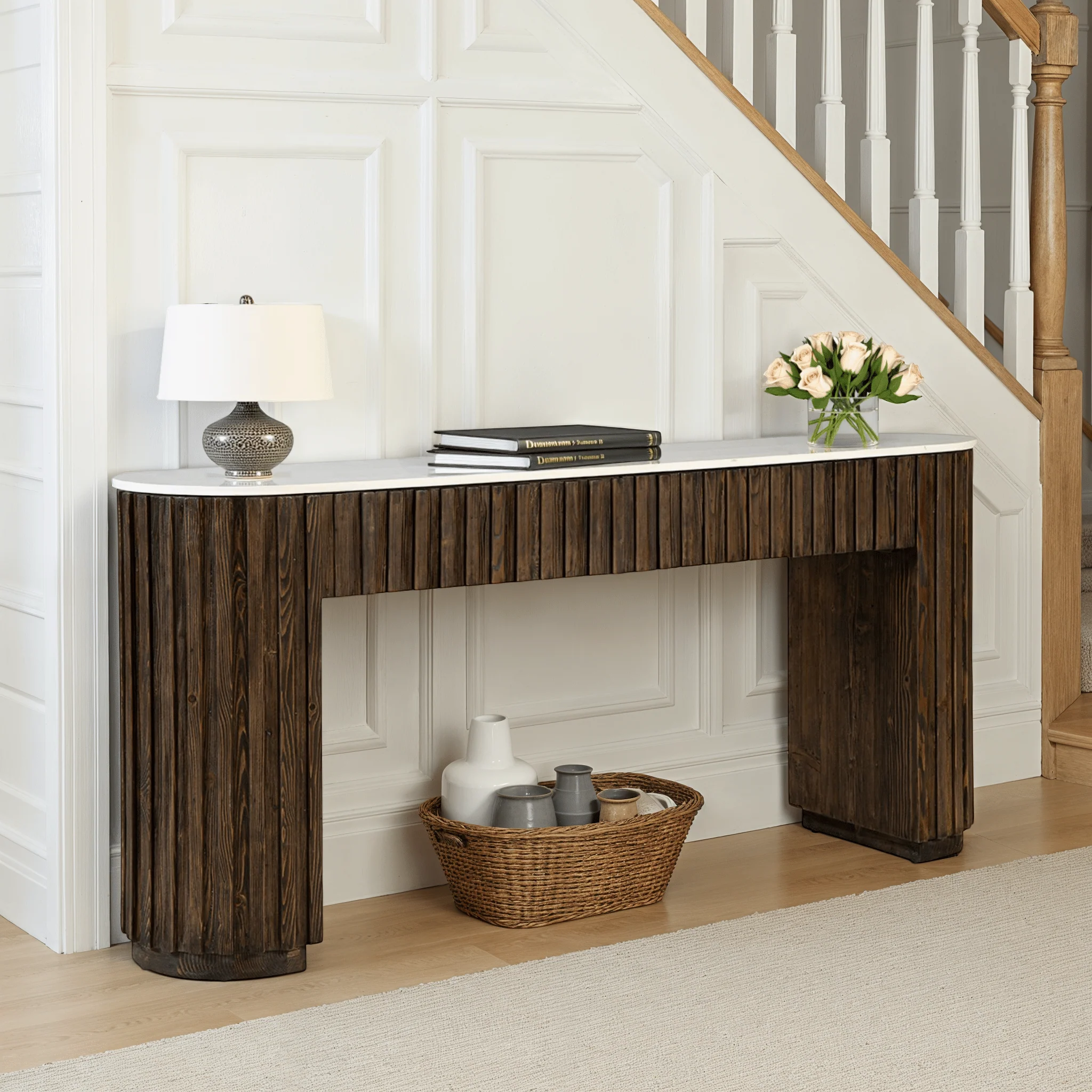 Essau Fluted Wood Console - Image 2