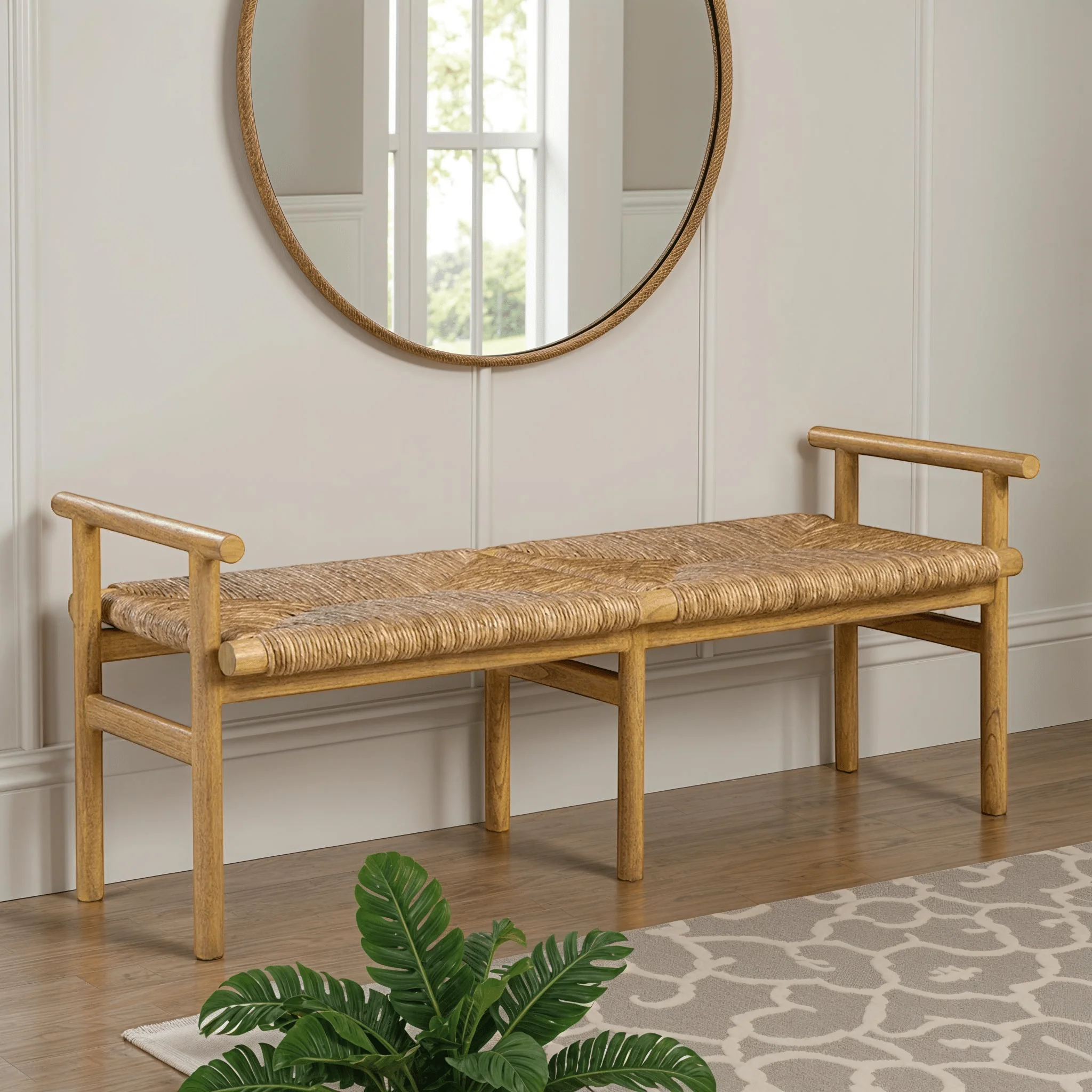 Glencairn Woven Seat Bench - Image 2