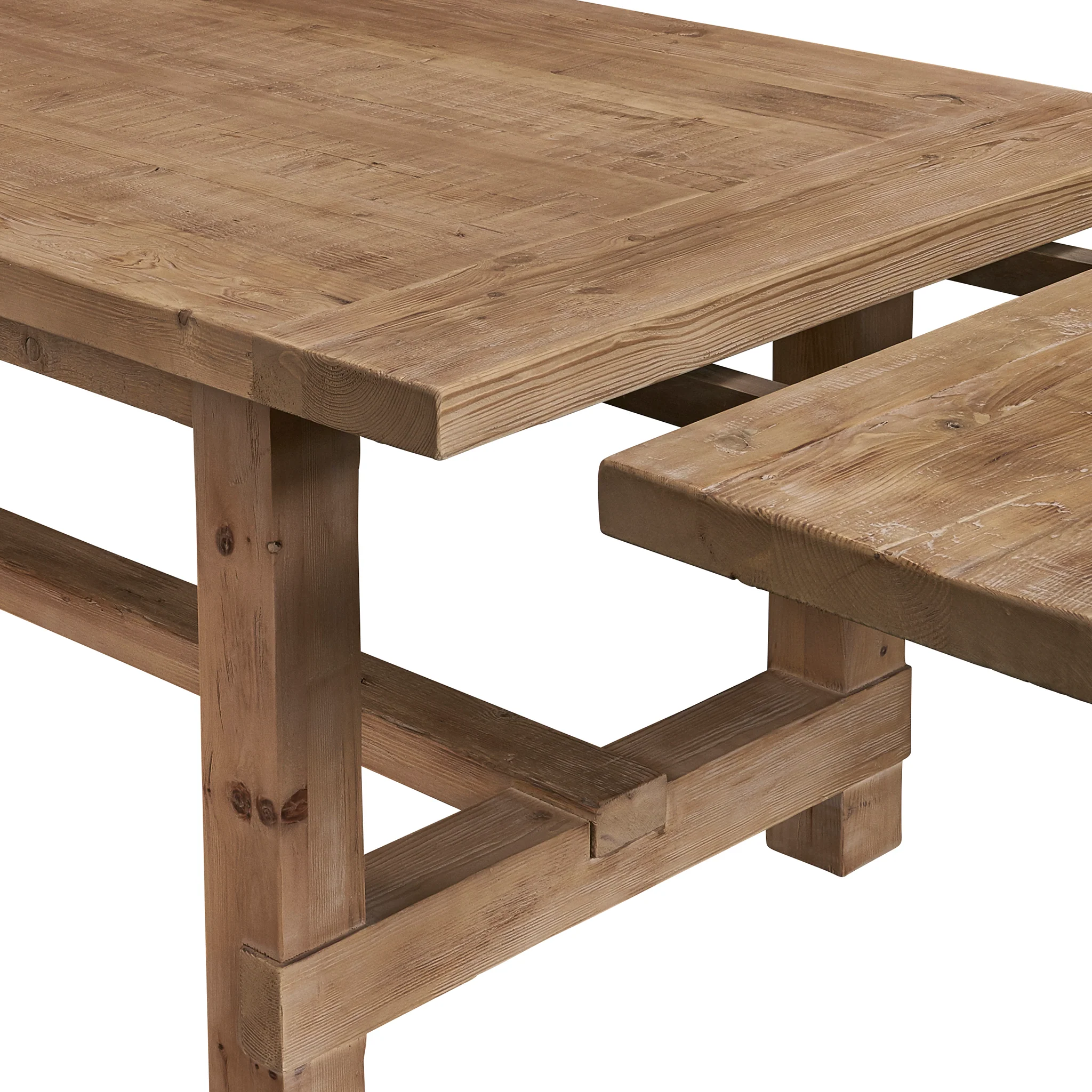 Gray Finish Rectangular Extension Pine Dining Table - Image 7