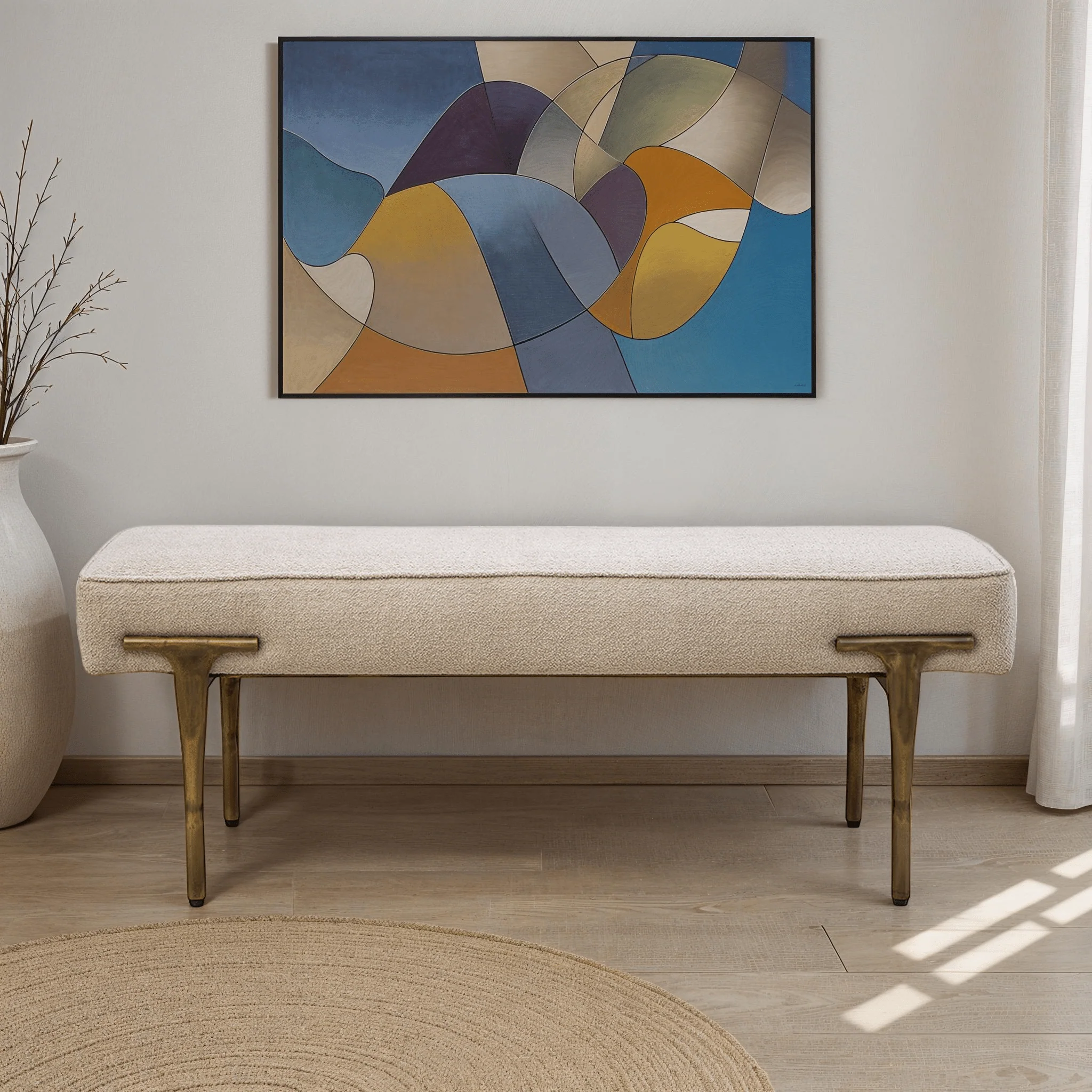 Griffin Boucle Upholstered Bench - Image 2