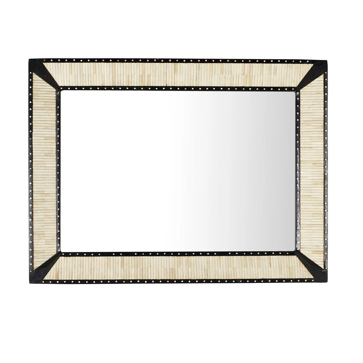 Hand-Carved Bone and Wood Mirror - Image 3