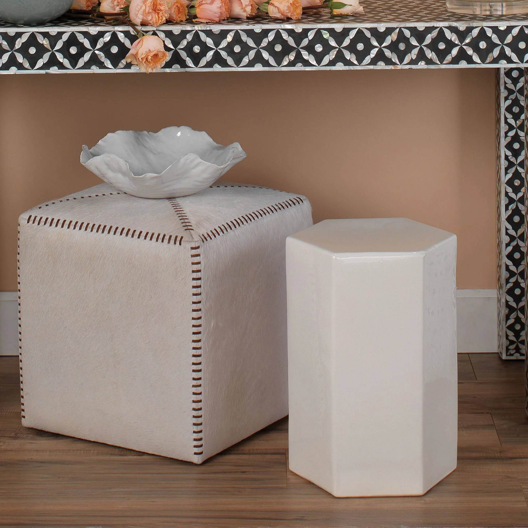 Hex Side Table in White - Image 7