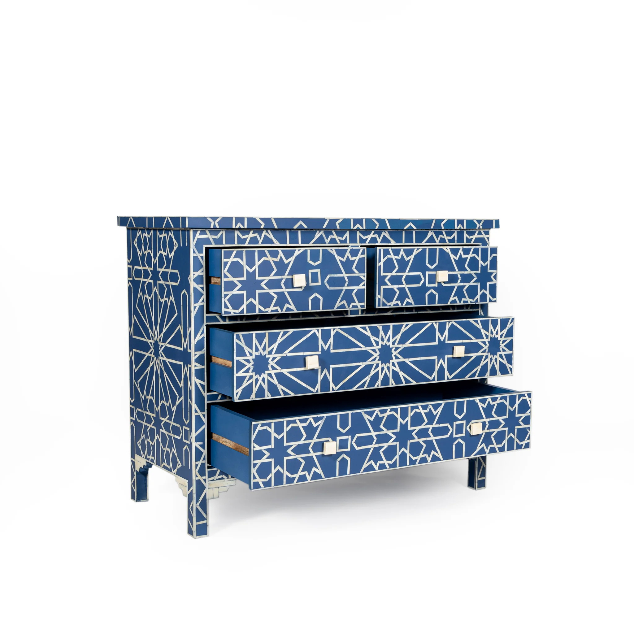 Sapphire Bone Inlay Moroccan Chest - Image 6