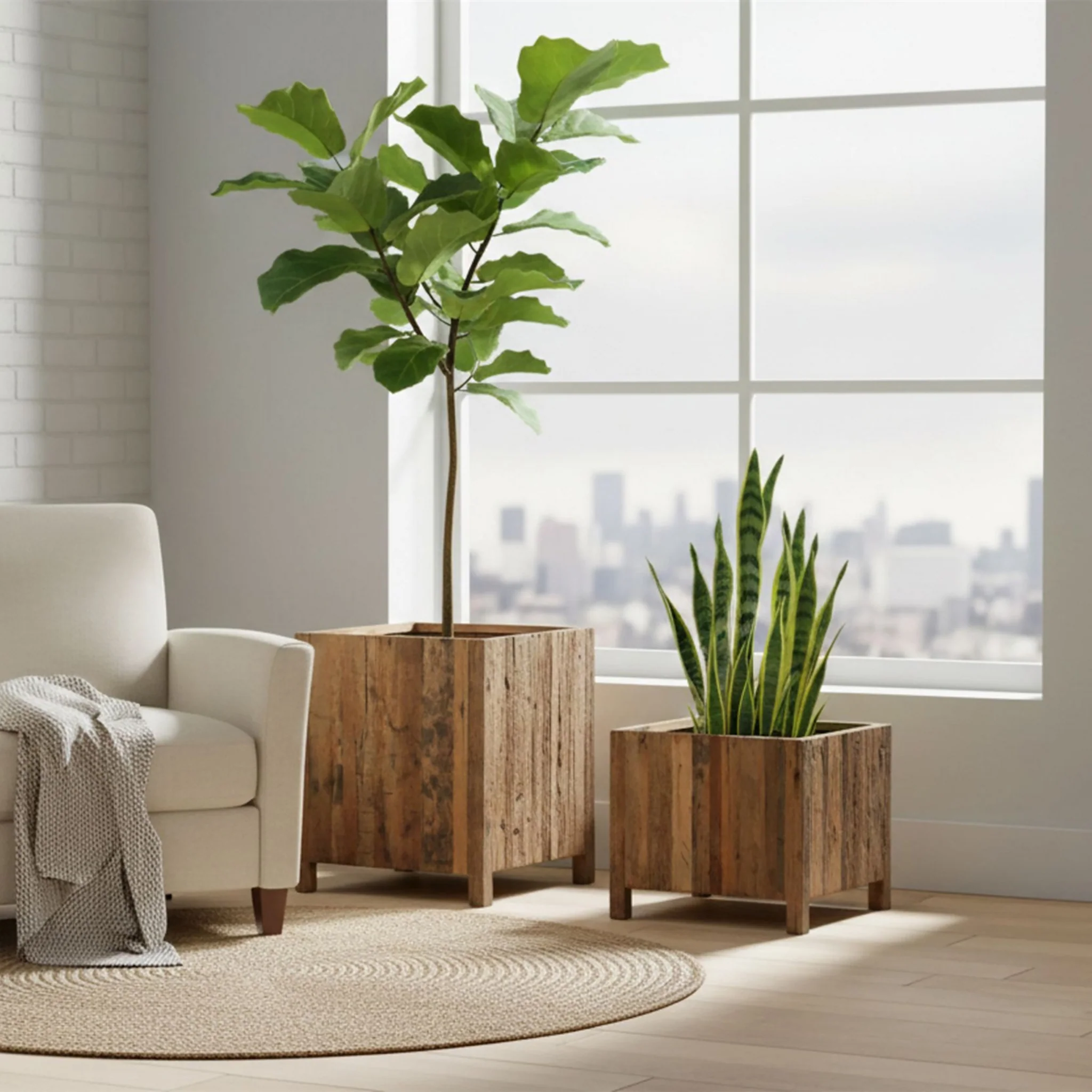 Kamari Reclaimed Wood Planters - Image 2