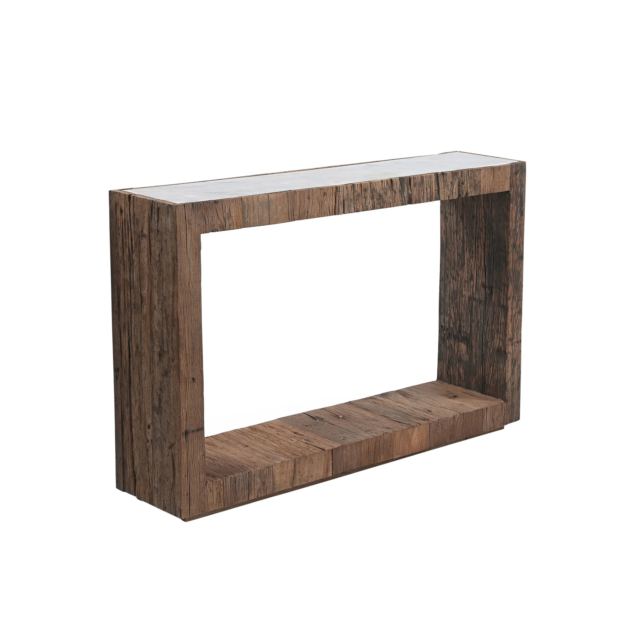 Karios Reclaimed Wood Marble Console - Image 2