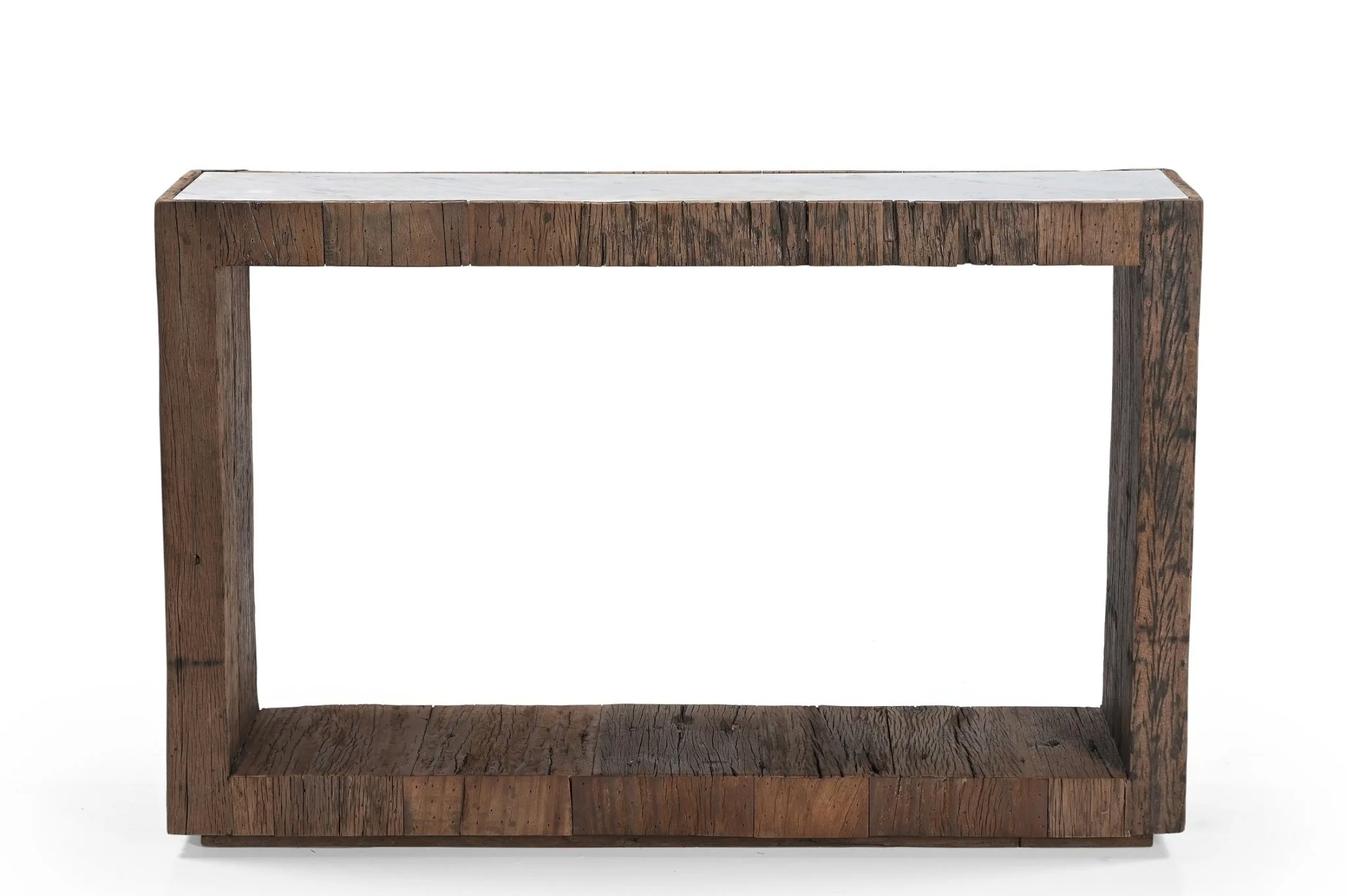 Karios Reclaimed Wood Marble Console - Image 3