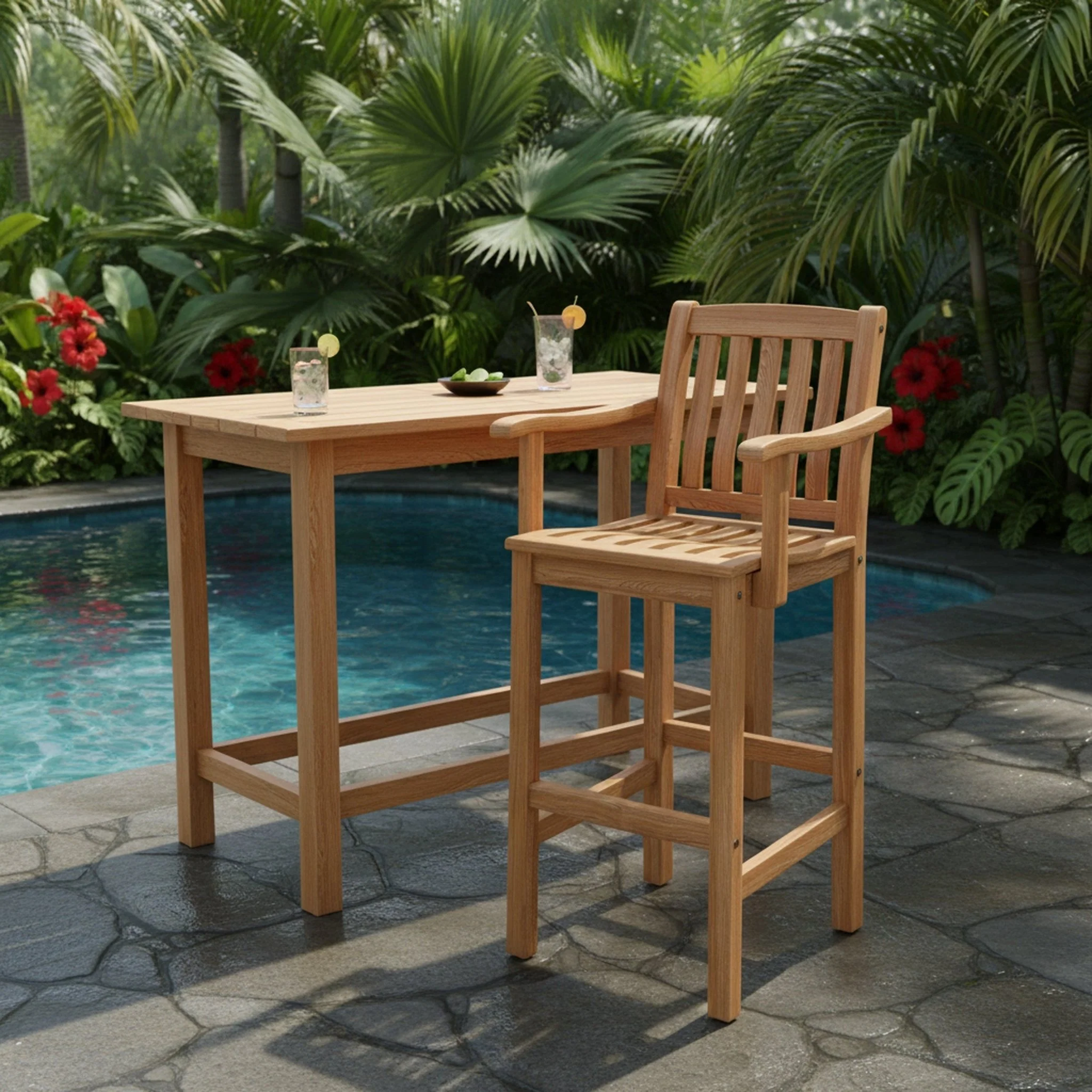 Larevo Teak Counter Chair - Image 2