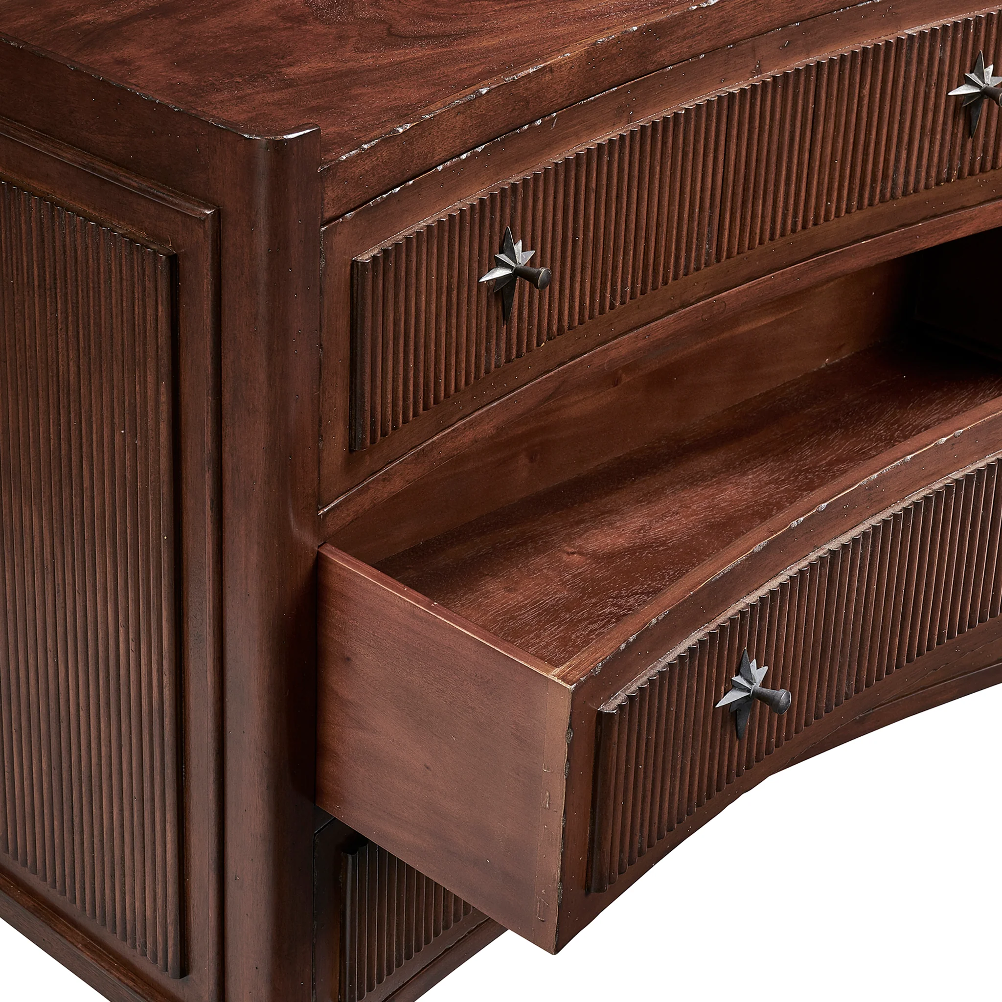 Mahogany Fluted Chest with Star Pulls - Image 10