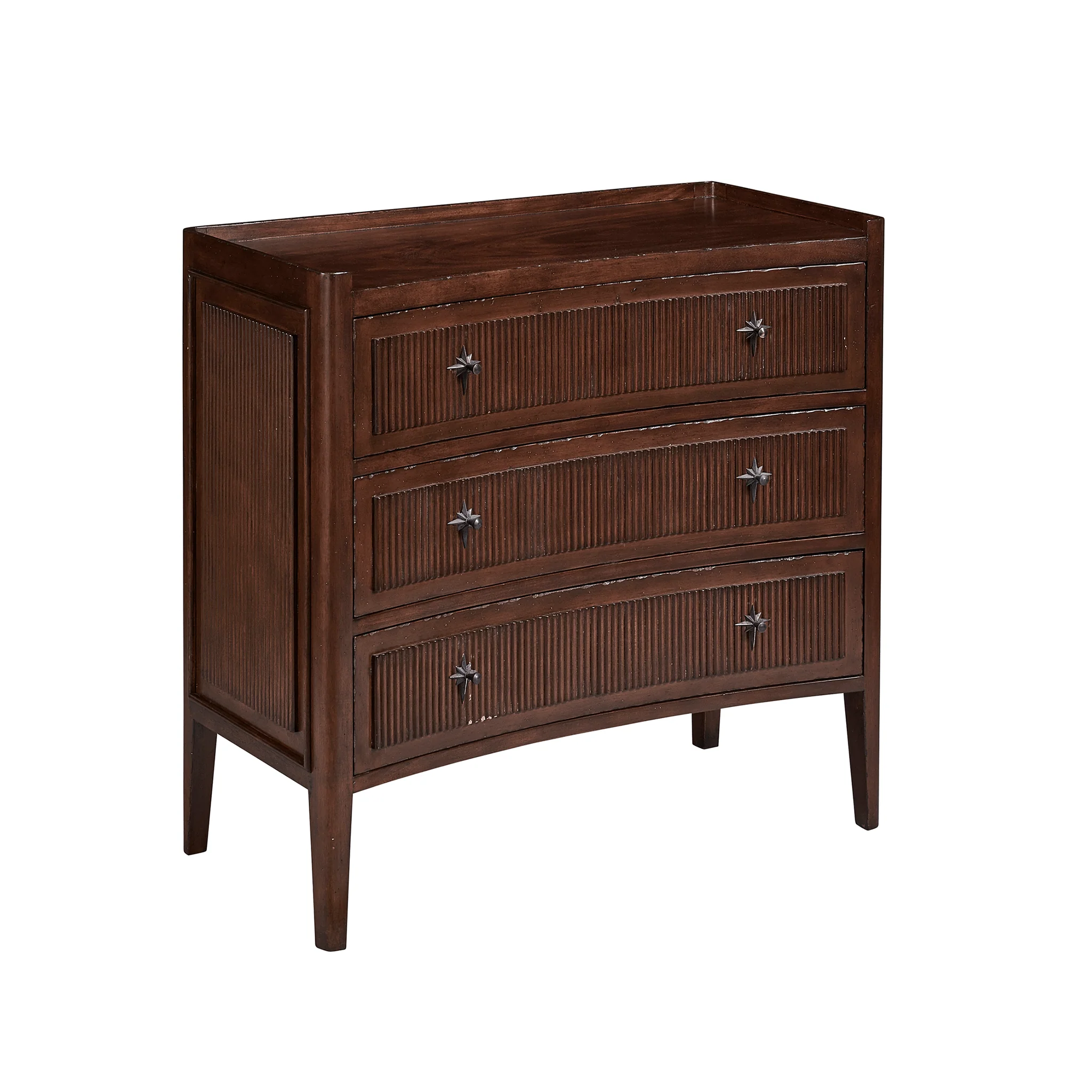 Mahogany Fluted Chest with Star Pulls - Image 8