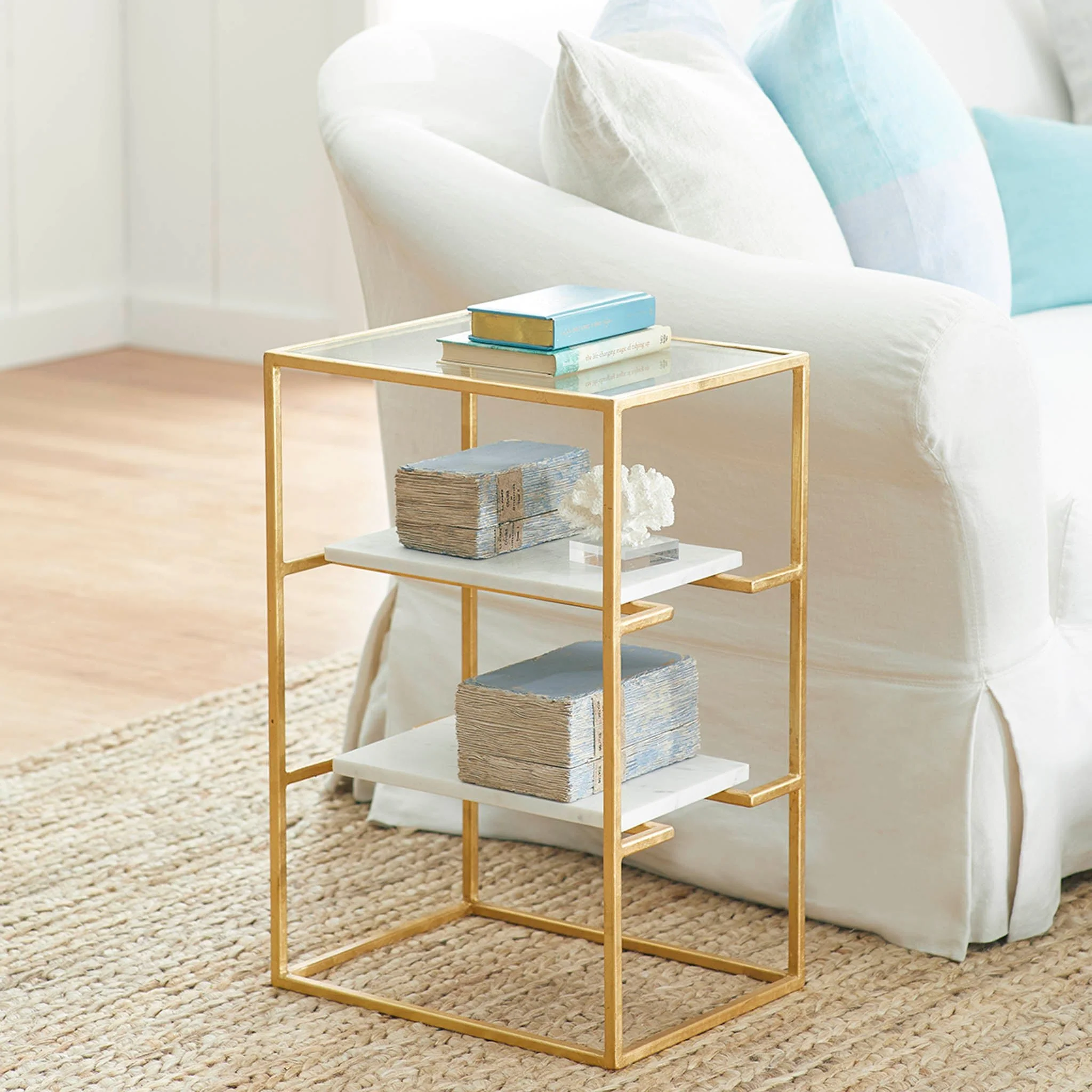 Marble & Gold Leaf Side Table