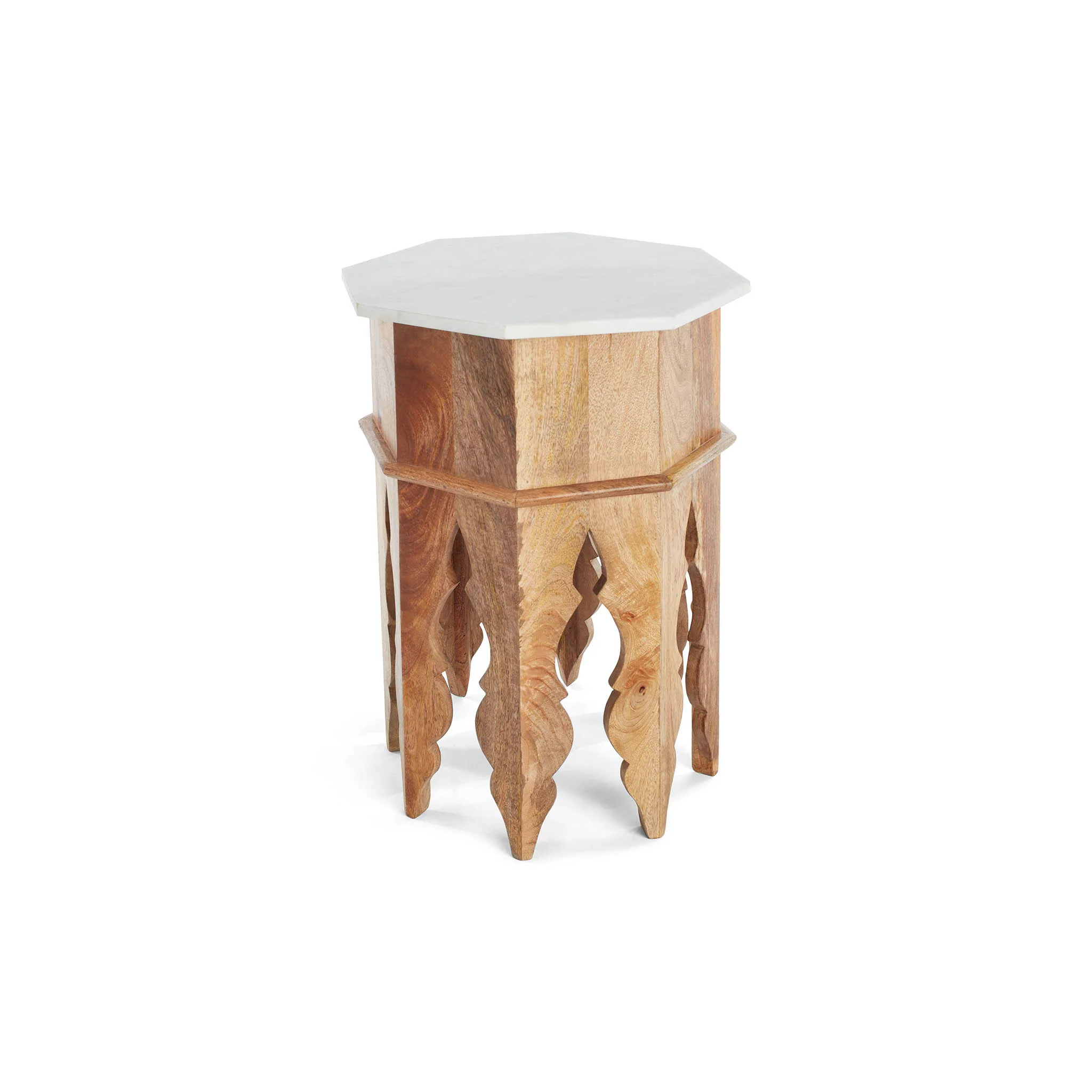 Marble and Wood Moroccan Side Table - Image 5