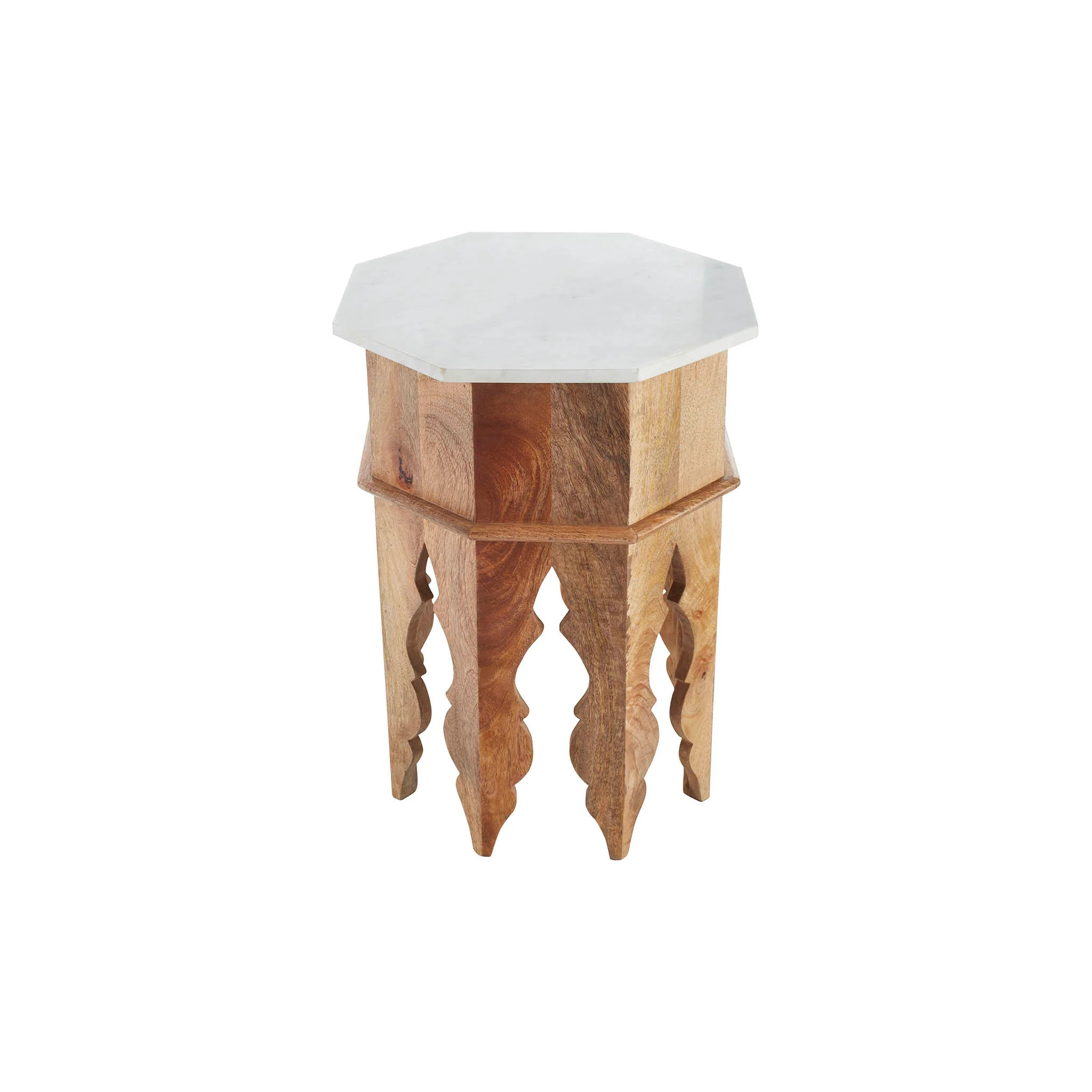 Marble and Wood Moroccan Side Table - Image 7