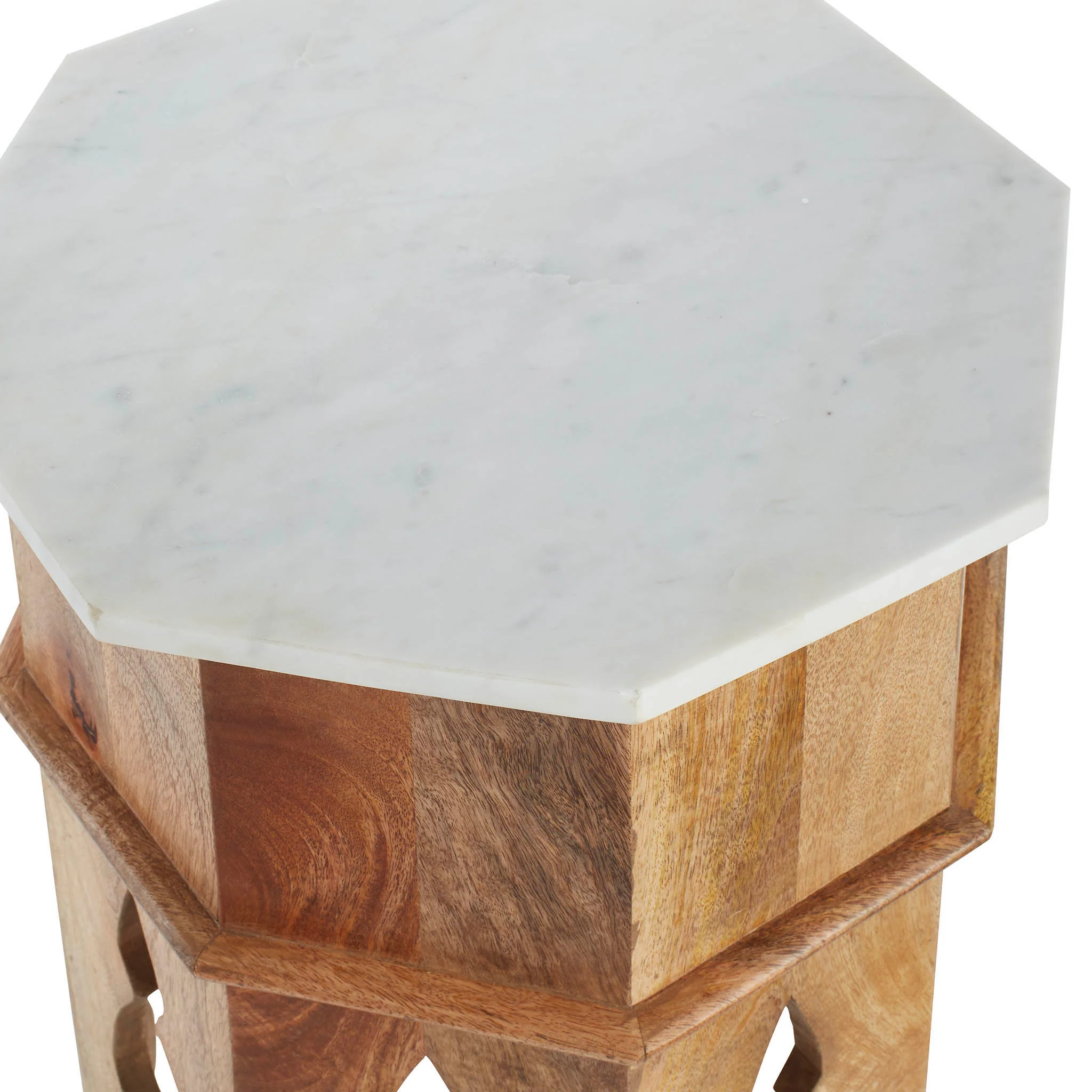 Marble and Wood Moroccan Side Table - Image 8