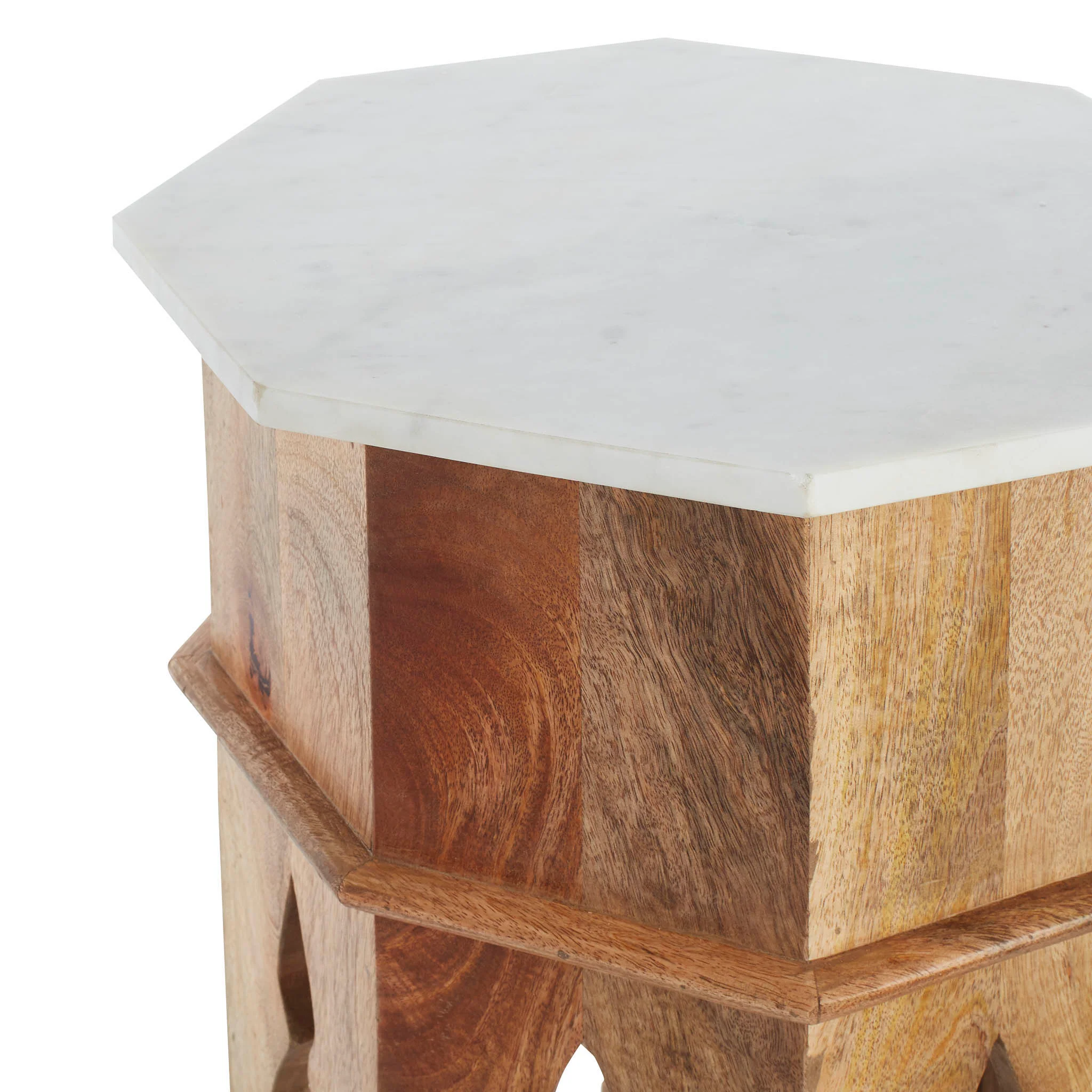 Marble and Wood Moroccan Side Table - Image 9