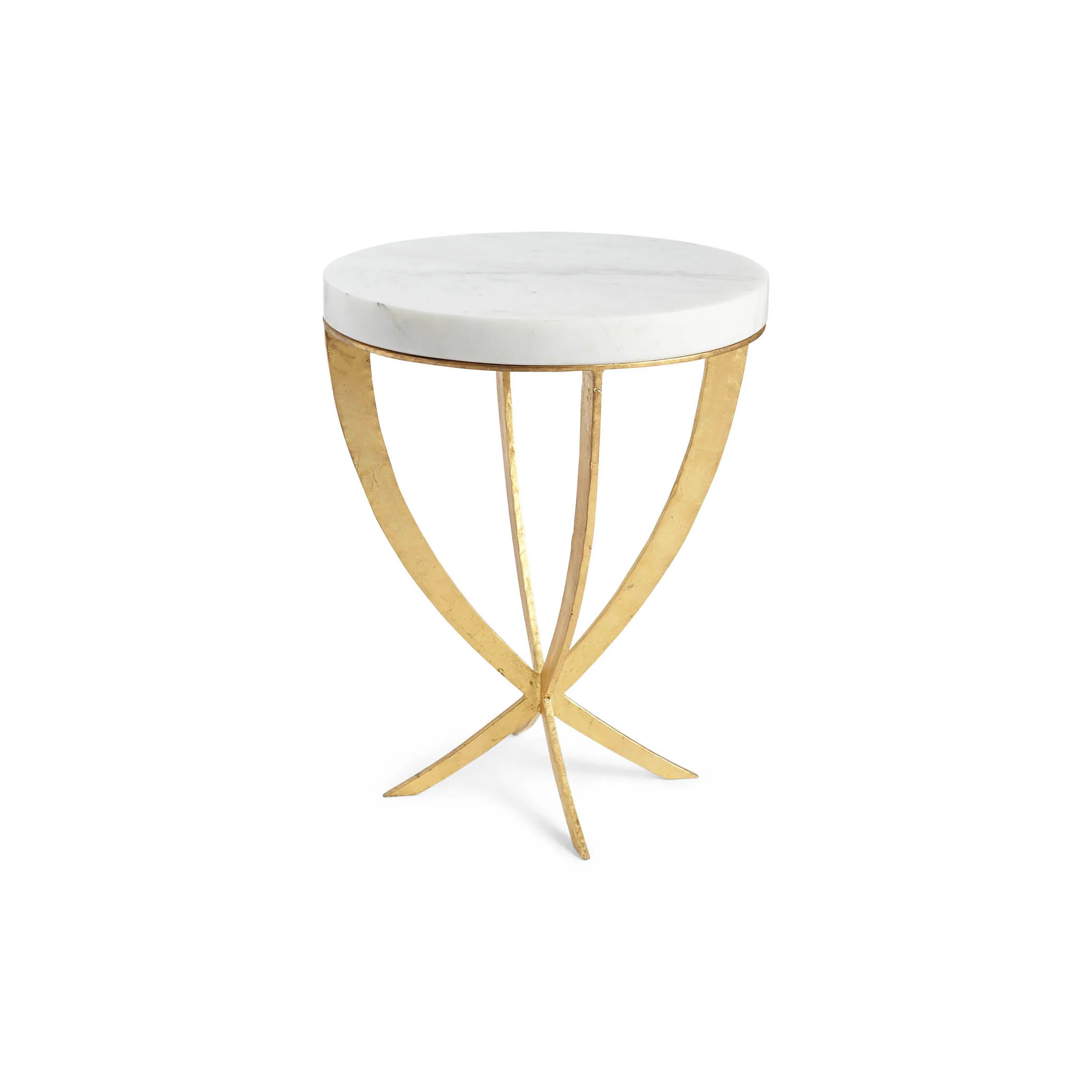 Marble & Gold Leaf Plié Side Table - Image 2
