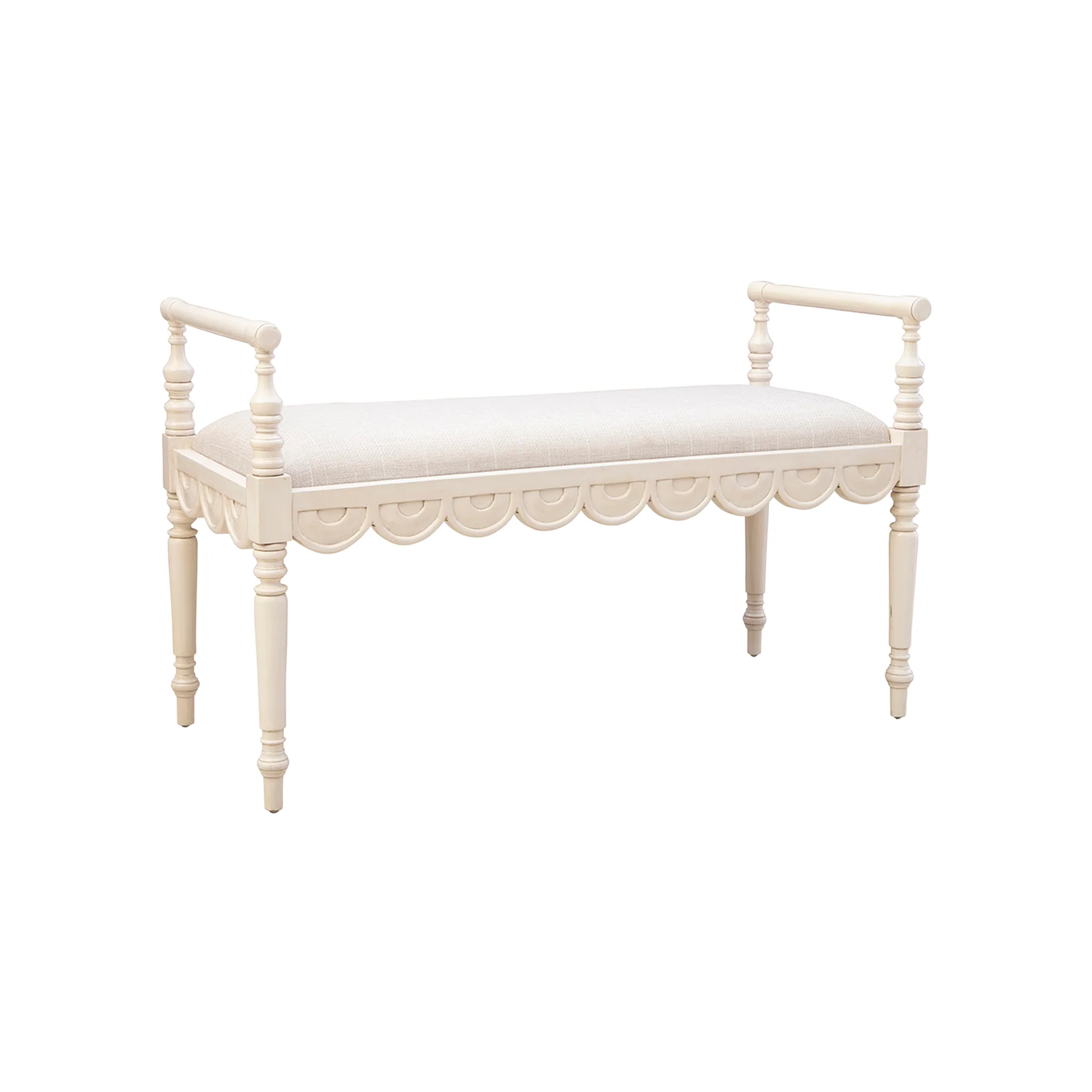 Maris Scalloped Carved Bench - Image 10